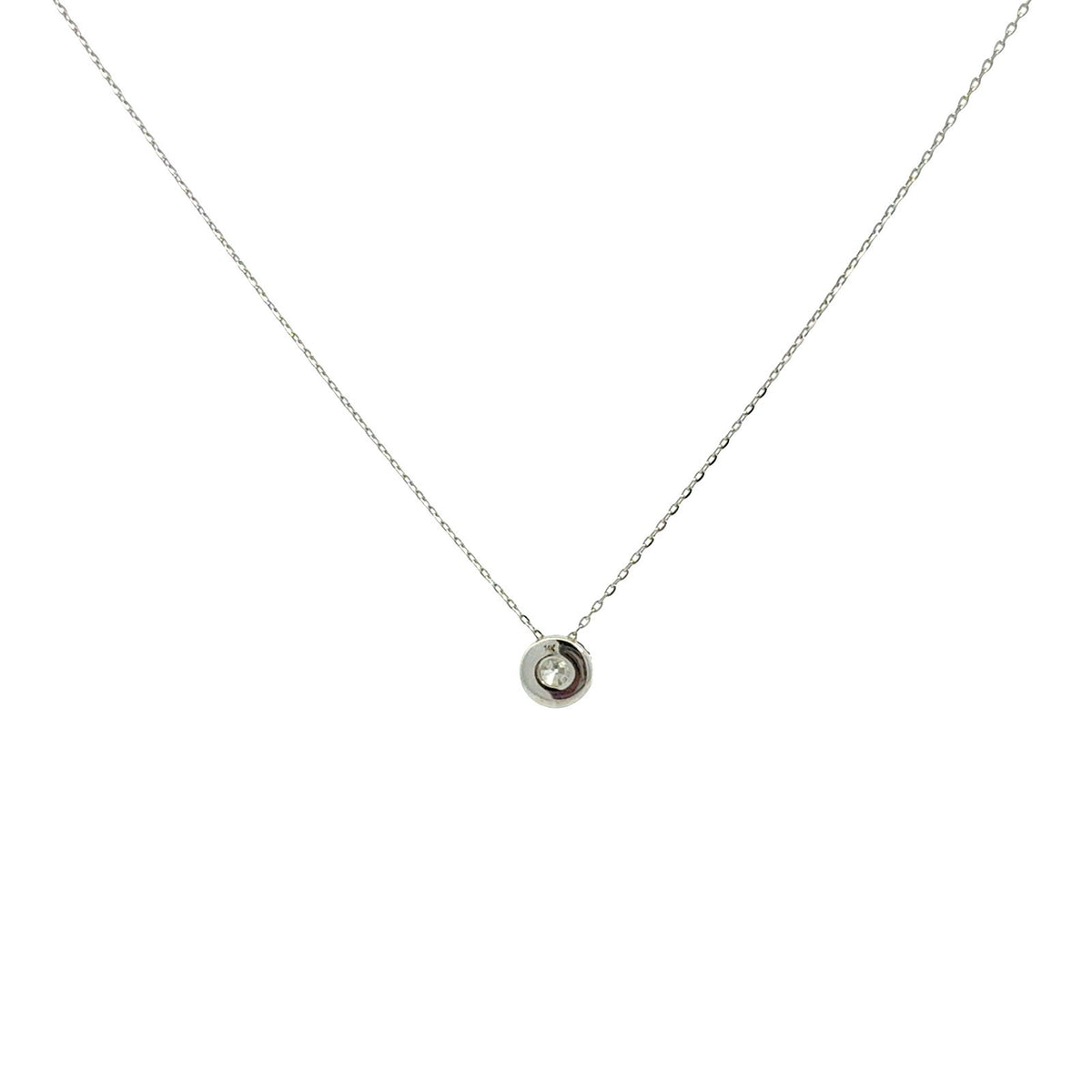 14k White Gold and 0.46cttw Diamond Bezel Set Solitaire Pendant Necklace3