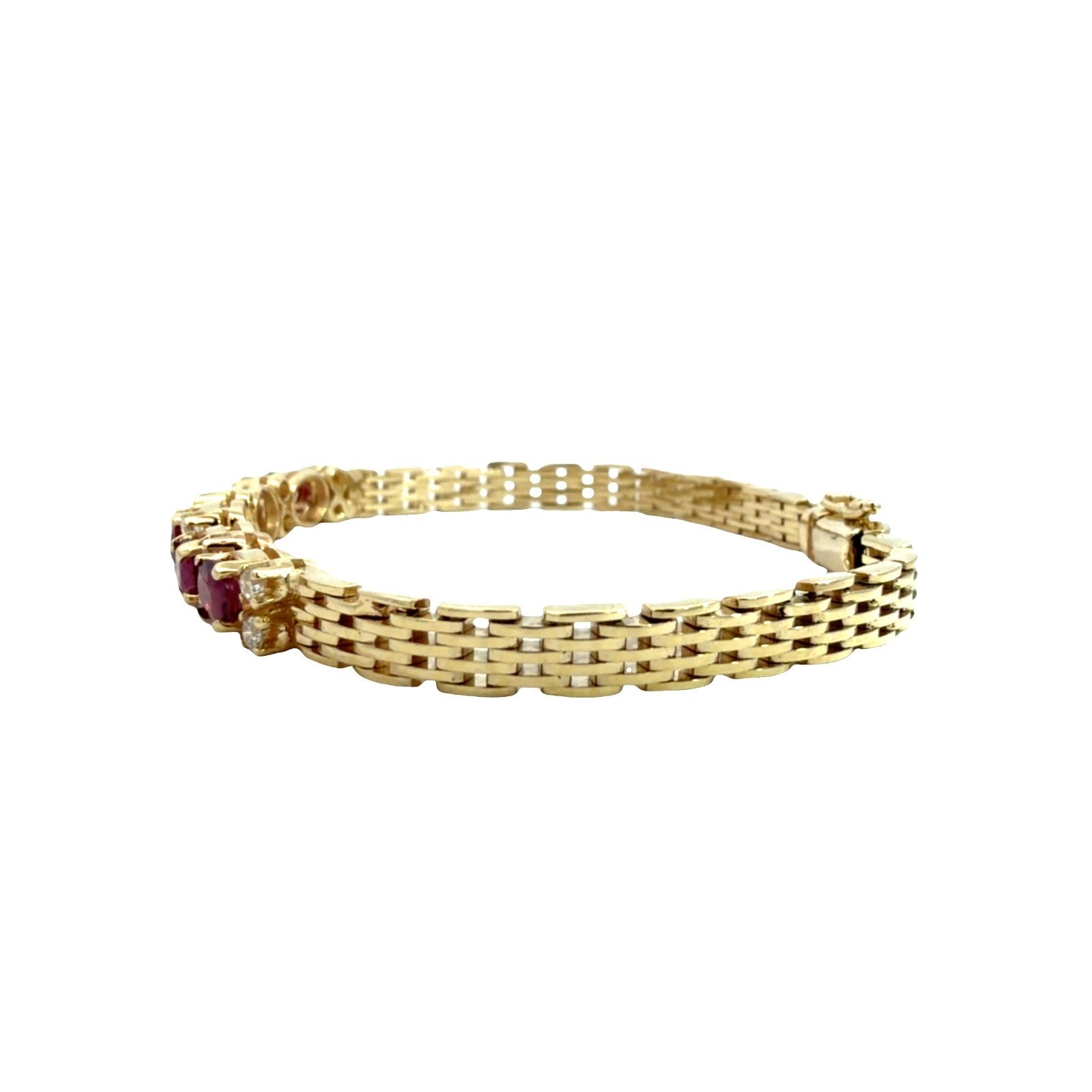 14k Yellow Gold 2.34ctw Ruby and 0.45ctw Diamond Panther Link Bracelet4
