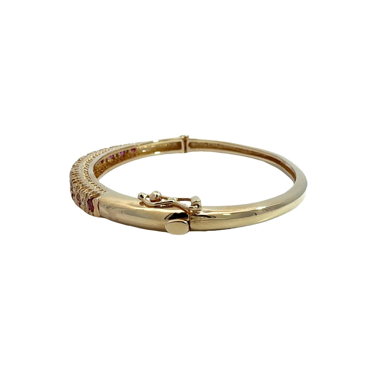 Vintage 14k Yellow Gold 0.77cttw Ruby & 0.29cttw Diamond Hinged Bangle Bracelet2