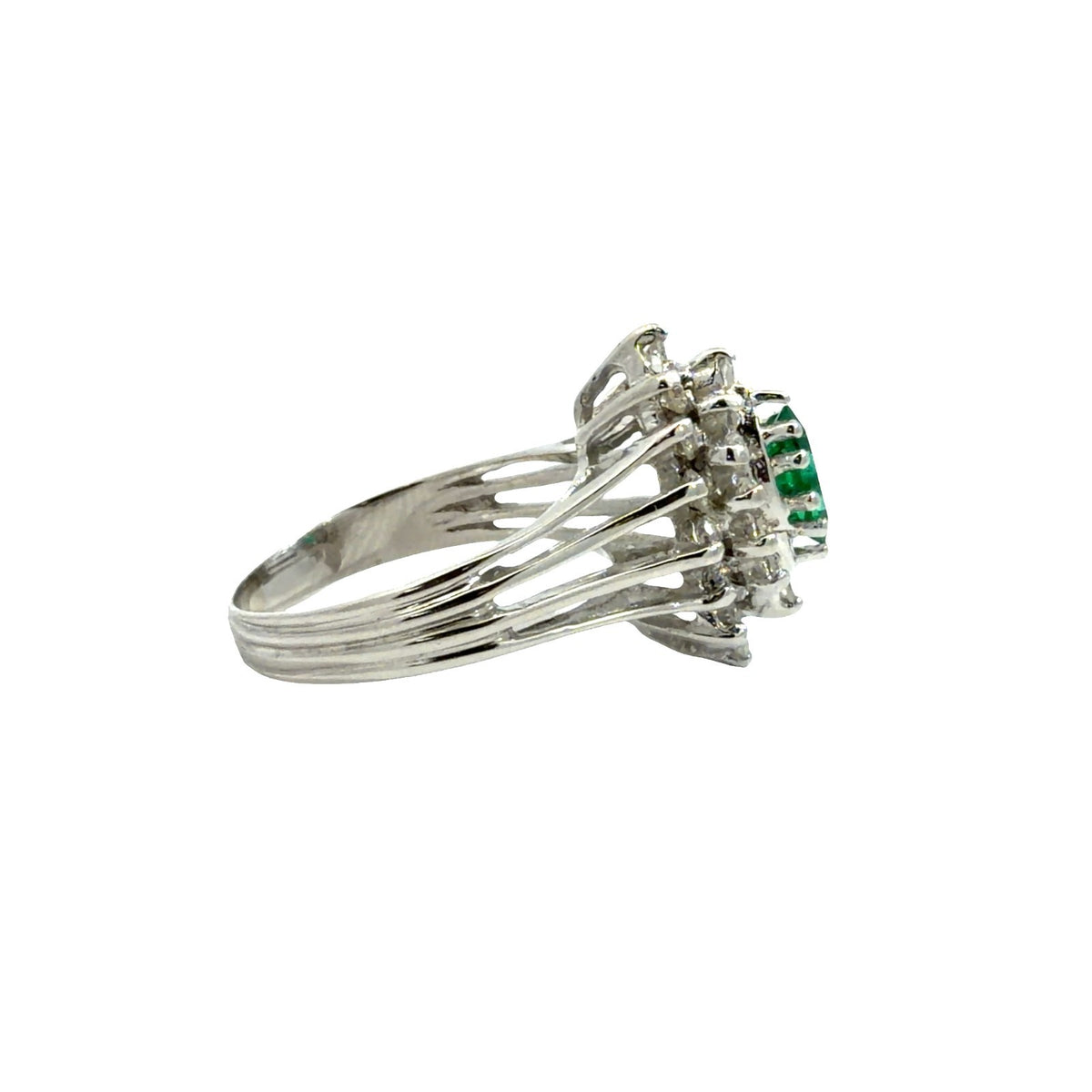 14k White Gold 0.37ctw Marquise Emerald and 0.76ctw Diamond Halo Cocktail Ring1