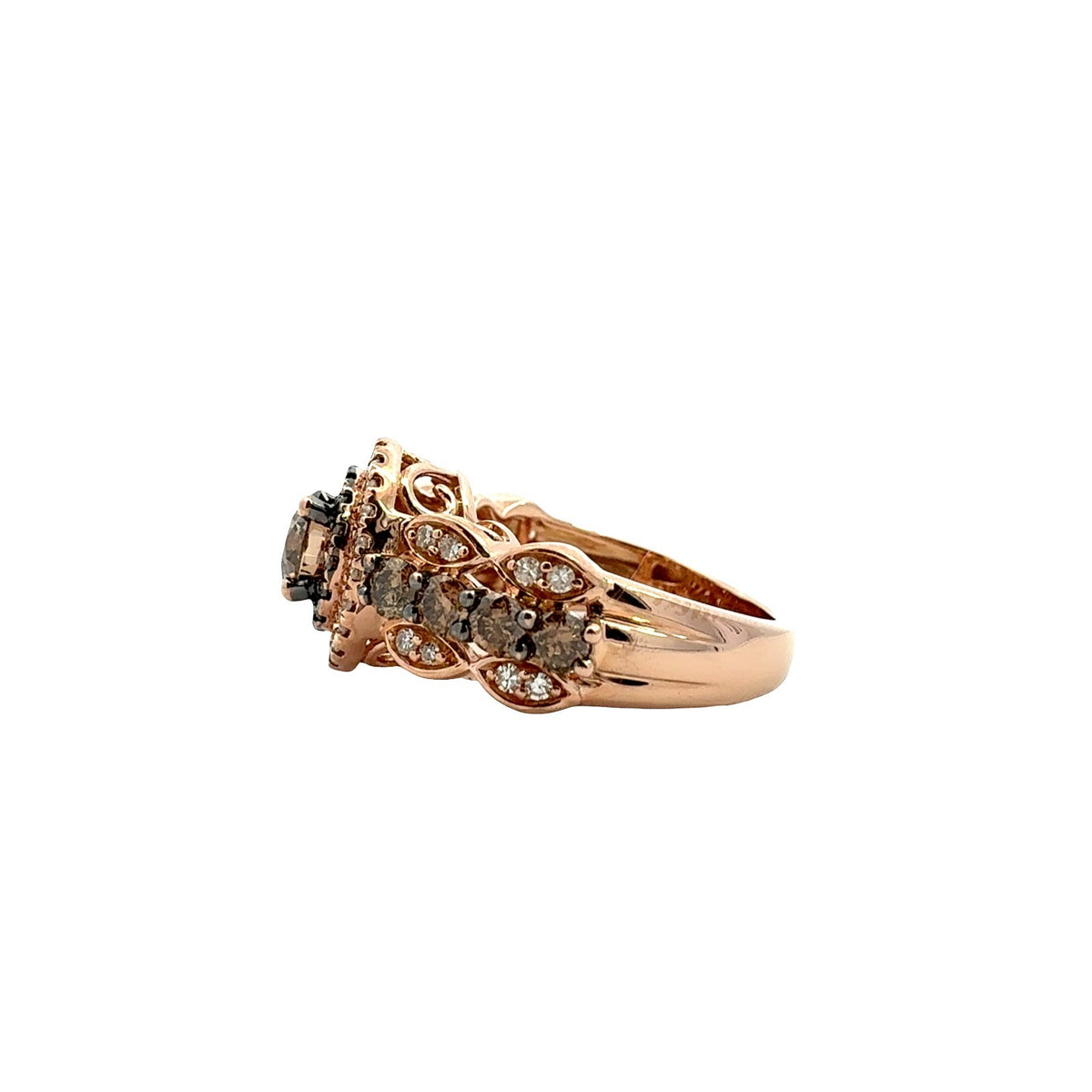 14k Rose Gold Round 1.62cttw Diamond Double Halo Cocktail Ring2