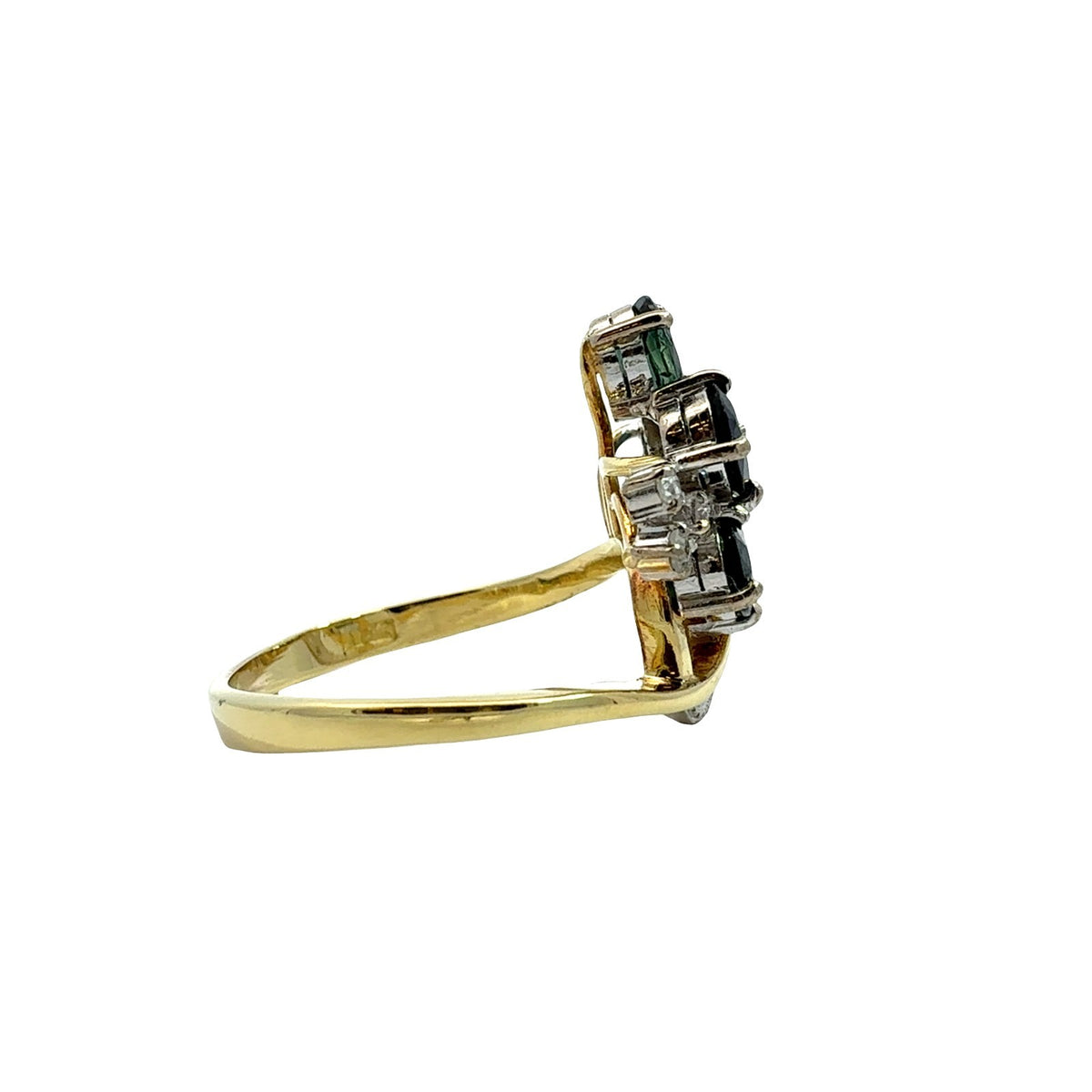 Vintage 18k Multi-Tone Gold Stamped 1.78cttw Sapphire and 0.12cttw Diamond Ring2