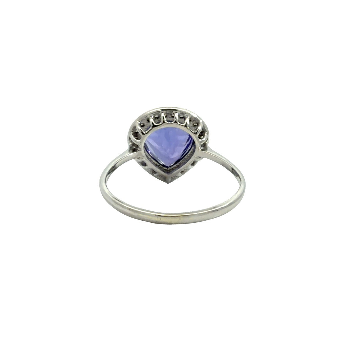 14k White Gold Pear-Cut 3.23tcw Tanzanite & 0.25cttw Diamond Halo Ring 8.53