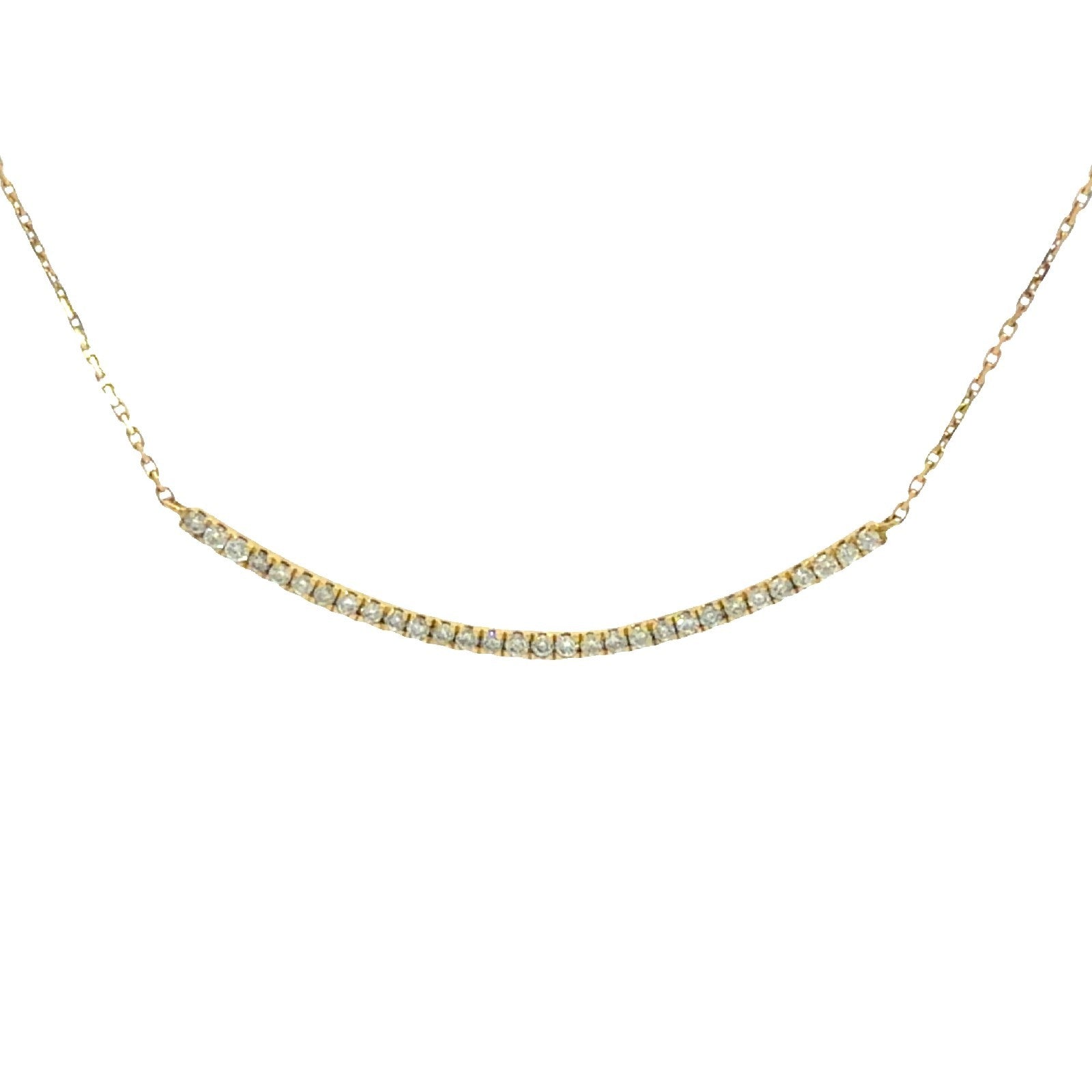 18k Yellow Gold 0.30cttw Diamond Curved Bar Pendant Necklace 16" 0