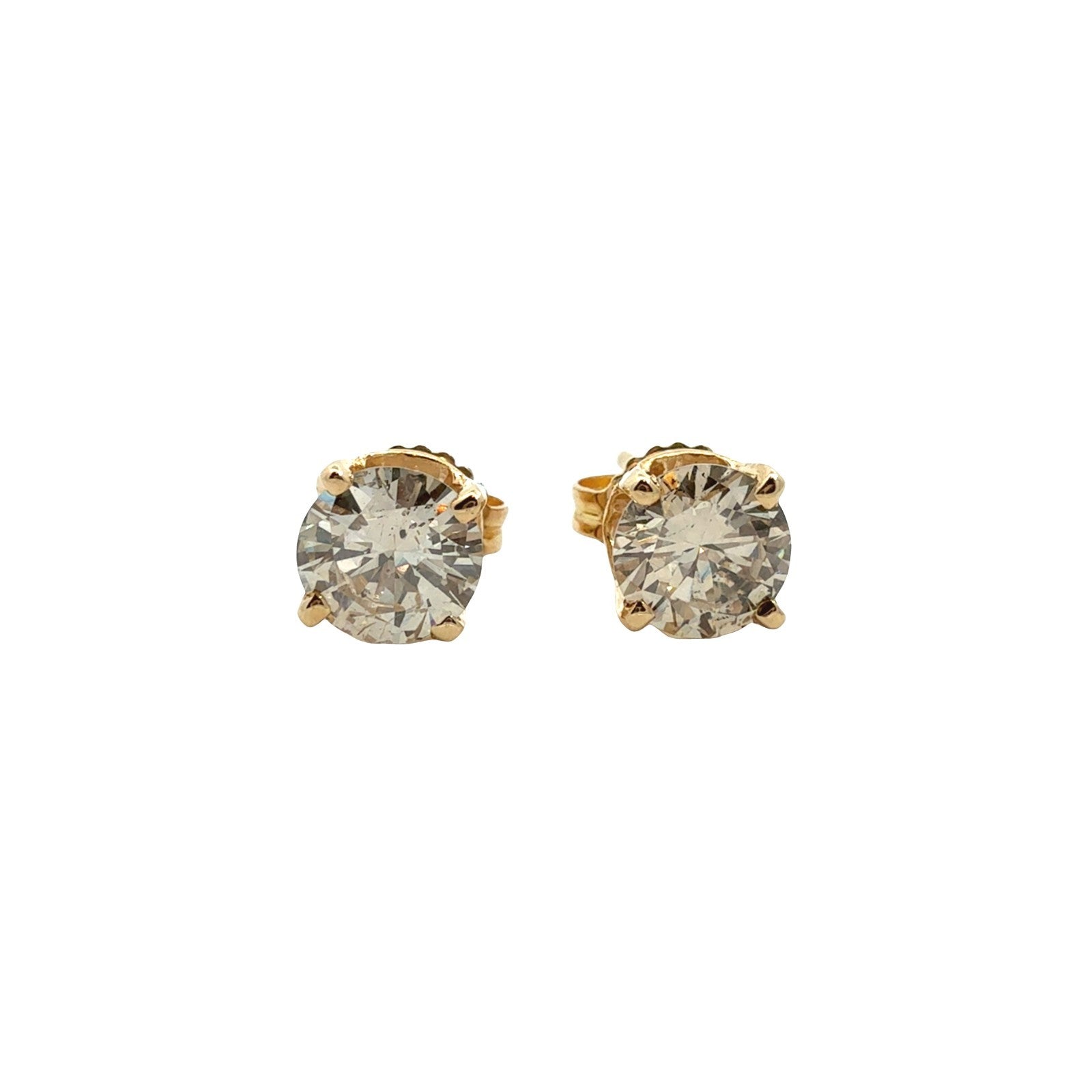 14k Yellow Gold Round Brilliant 1.04cttw Diamond Stud Earrings0