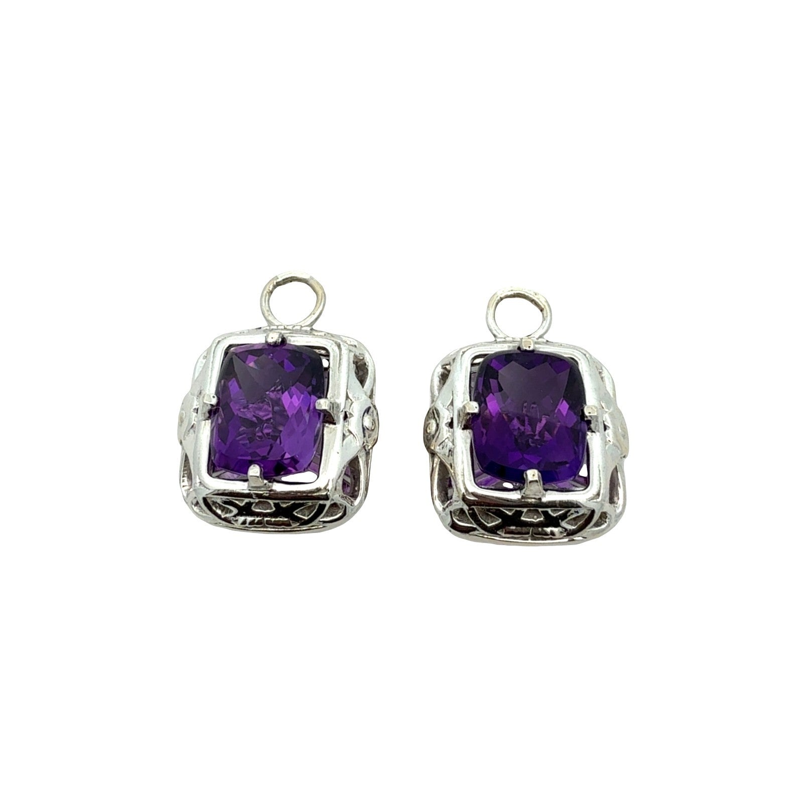 14k White Gold and 4.54cttw Amethyst Earring Jackets0
