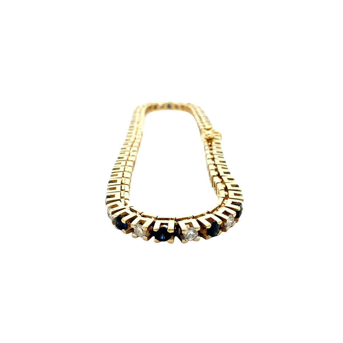 14k Yellow Gold 2.40cttw Sapphire and 1.35cttw Diamond Tennis Bracelet2