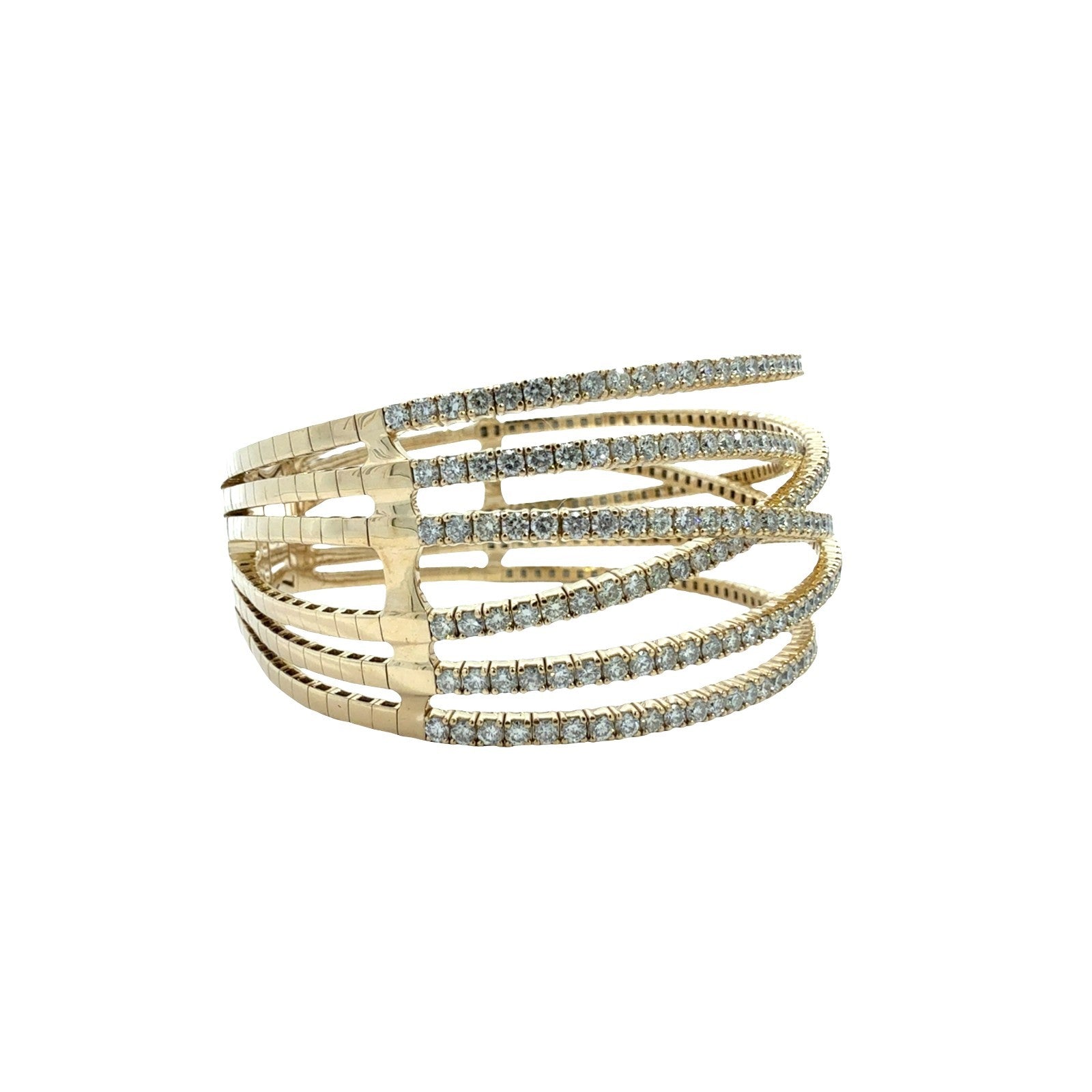 NEW 14k Yellow Gold and 8.11cttw Diamond Crisscross Bangle Bracelet2