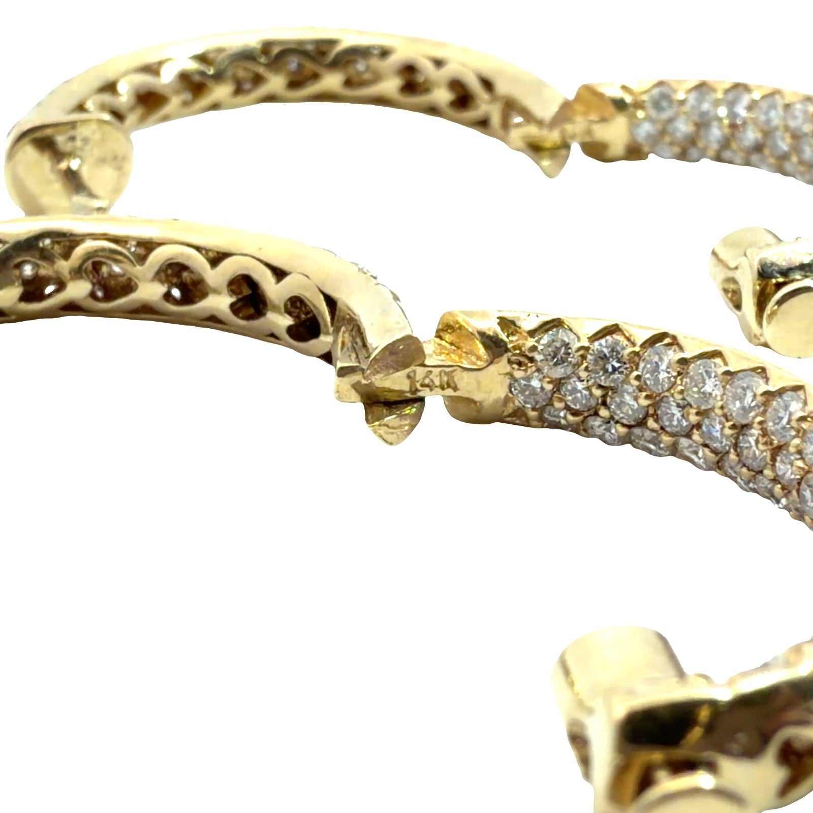 14k Yellow Gold Inside Out 3.89ctw Diamond Hoop Earrings5