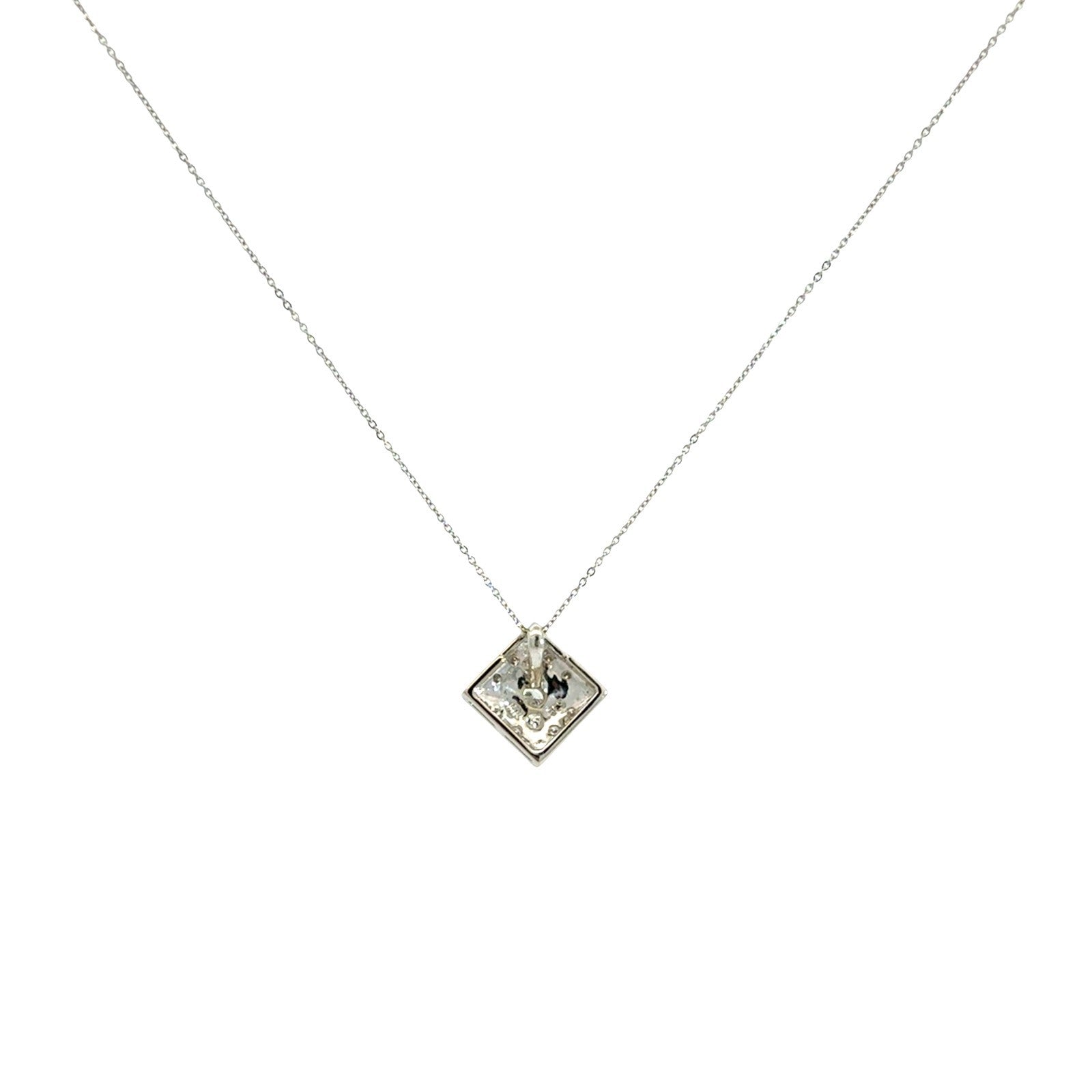 14k White Gold and 0.18cttw Diamond Geometric Pendant Necklace3