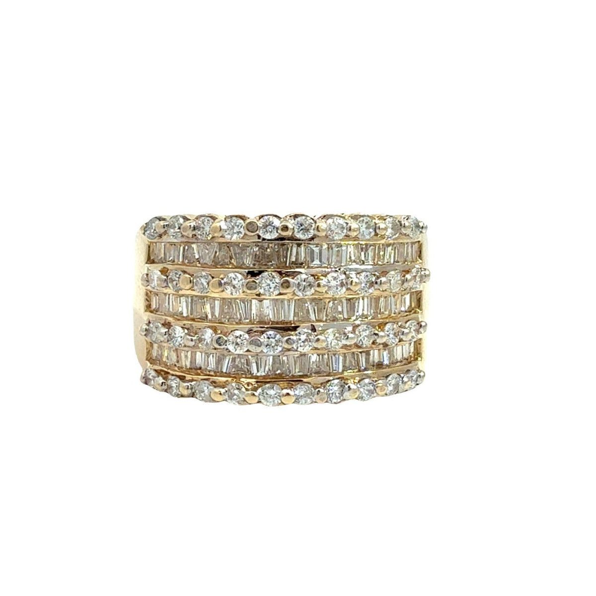 14k Yellow Gold Band Ring with 1.20ctw Prong and Channel Set Diamonds Size 7.250