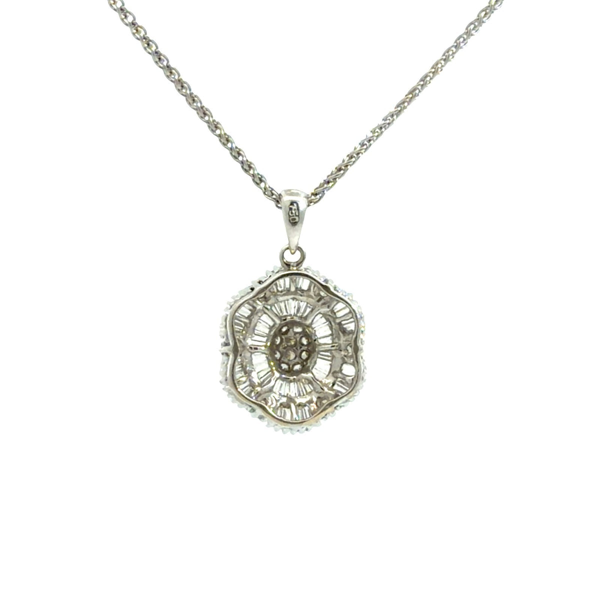 18k White Gold  0.60ctw Diamond Cluster Pendant Necklace2