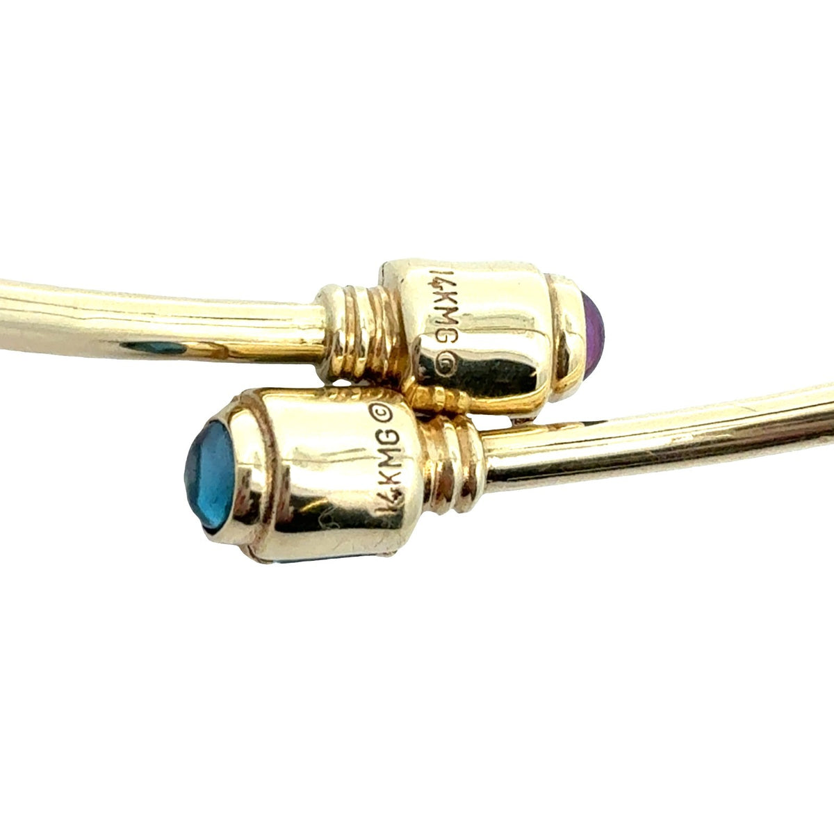 14k Yellow Gold 1.16ctw Amethyst and 1.57ctw Topaz Flex Bangle5