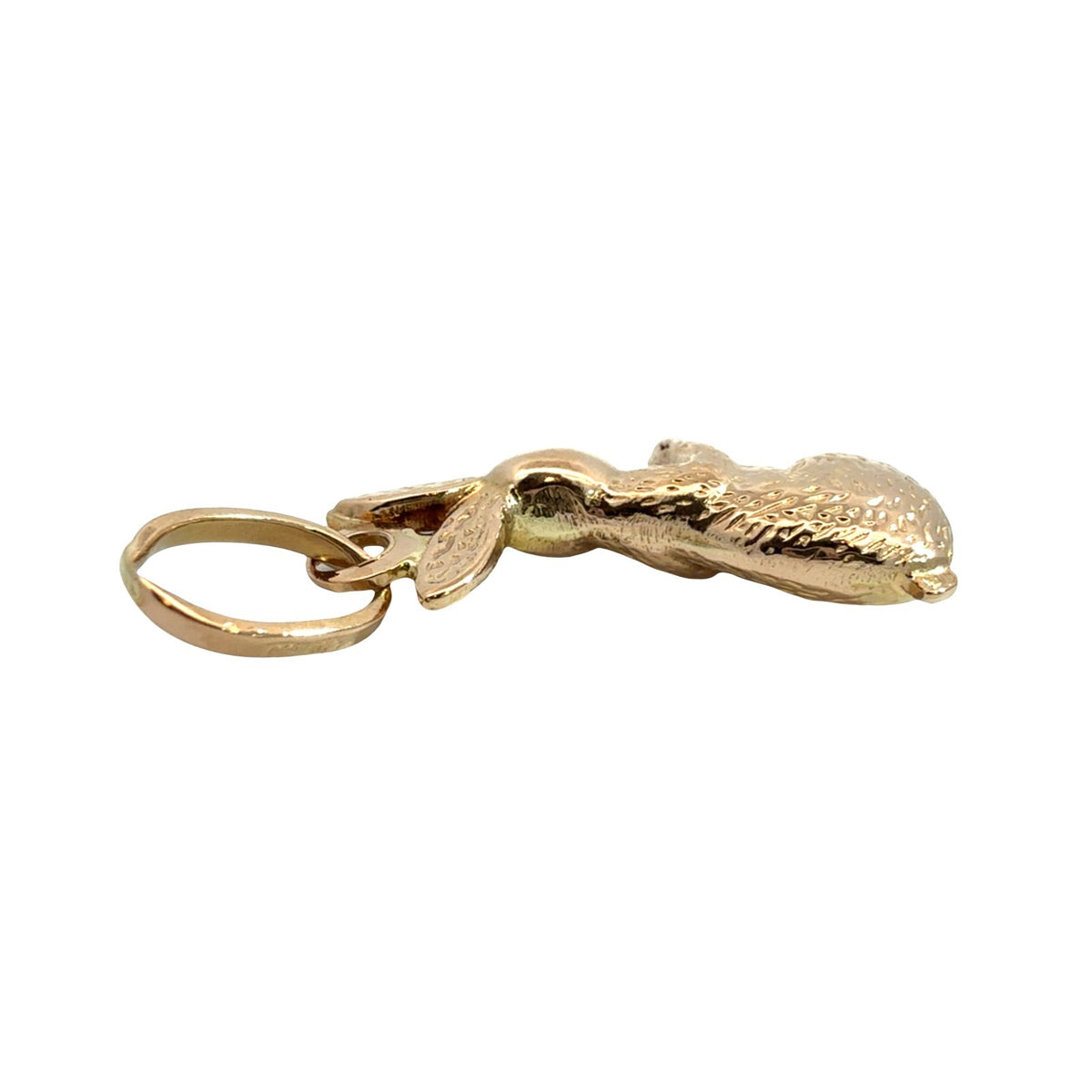 Vintage 18k Yellow Gold Textured Bunny Rabbit Pendant4