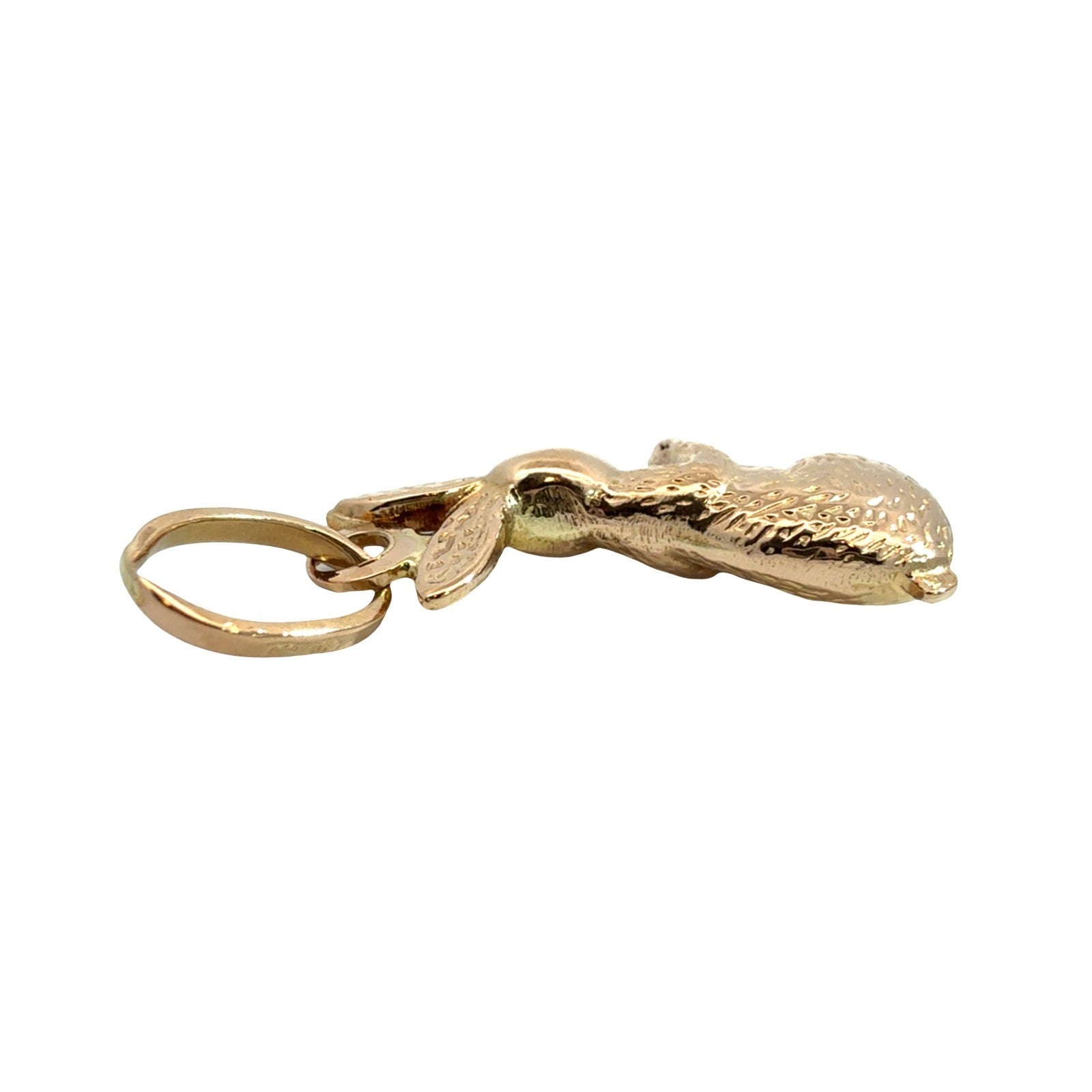 Vintage 18k Yellow Gold Textured Bunny Rabbit Pendant4