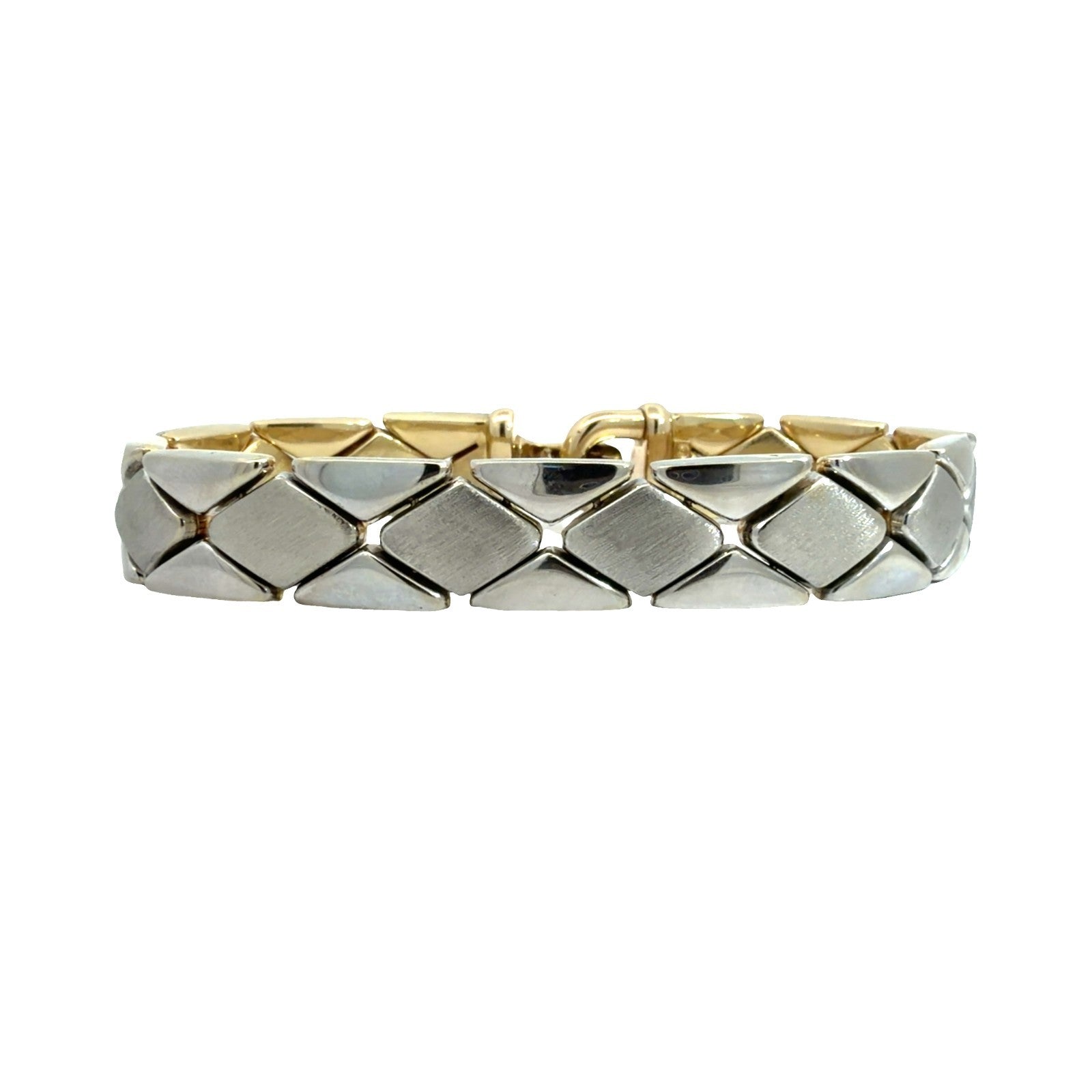 Italian 14k Yellow Gold Two Toned Fancy Link Reversible Bracelet 7"0