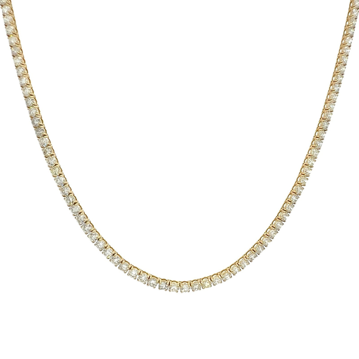 NEW 14k Yellow Gold 21.63cttw Diamond Tennis Necklace 16.5"0