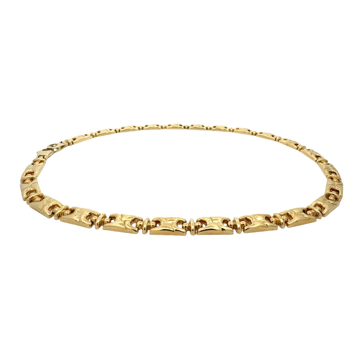 14k Yellow Gold Geometric Link Chain Necklace2