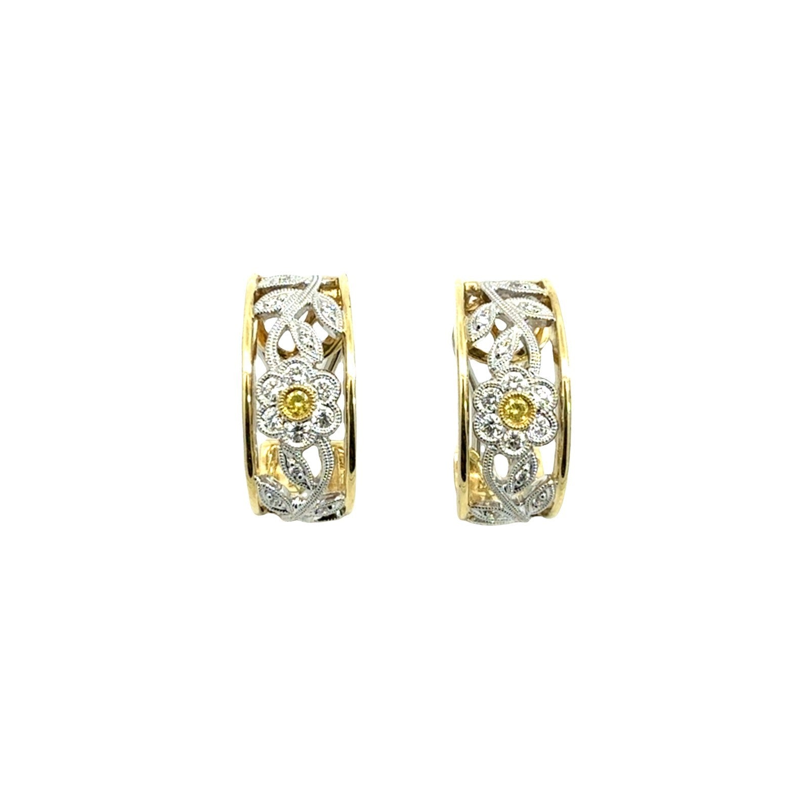 Simon G. 18k Two-Tone Gold 0.38cttw Diamond Trellis Hoop Earrings1