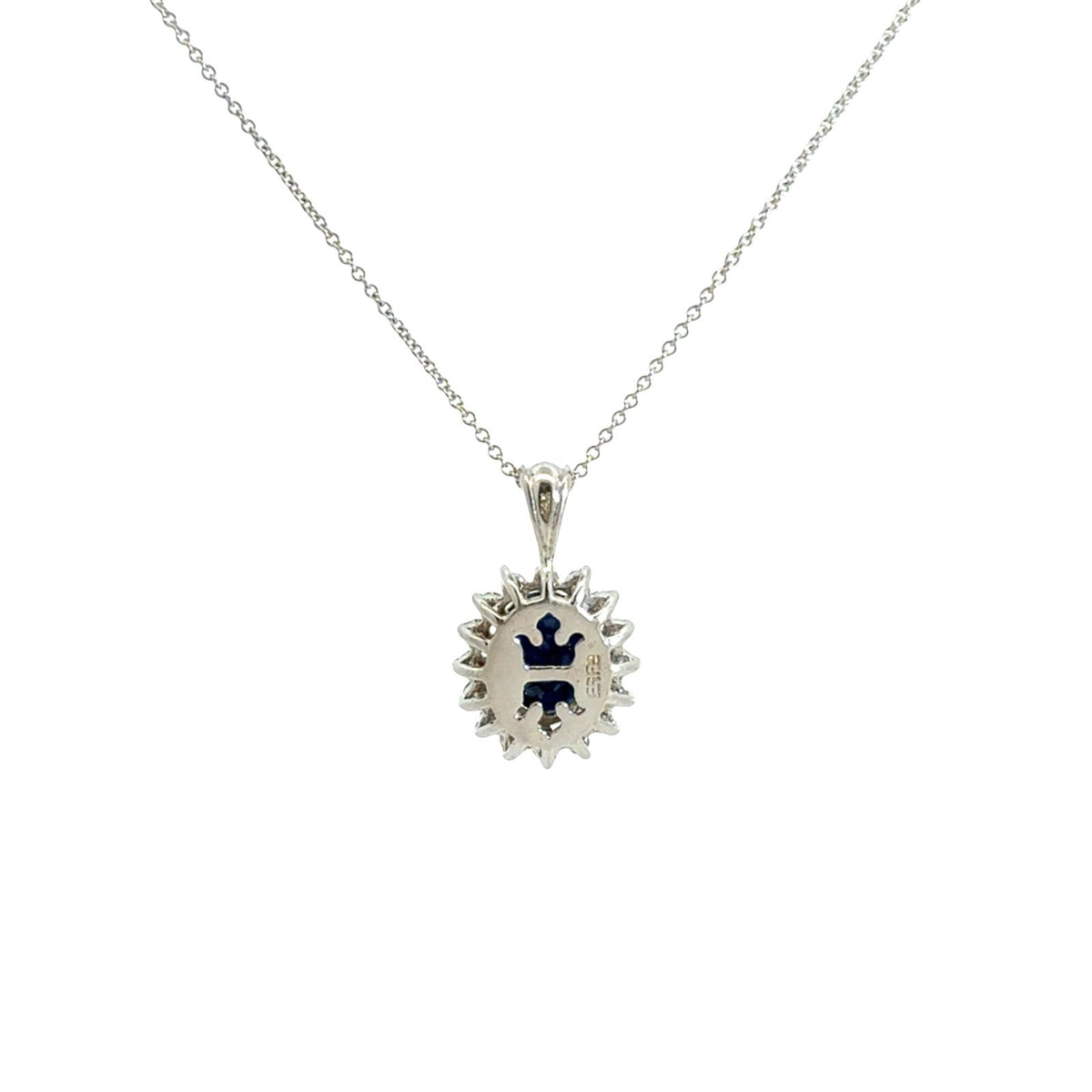 Effy 14k White Gold 1.88tcw Sapphire & 0.44cttw Diamond Halo Pendant & Necklace3