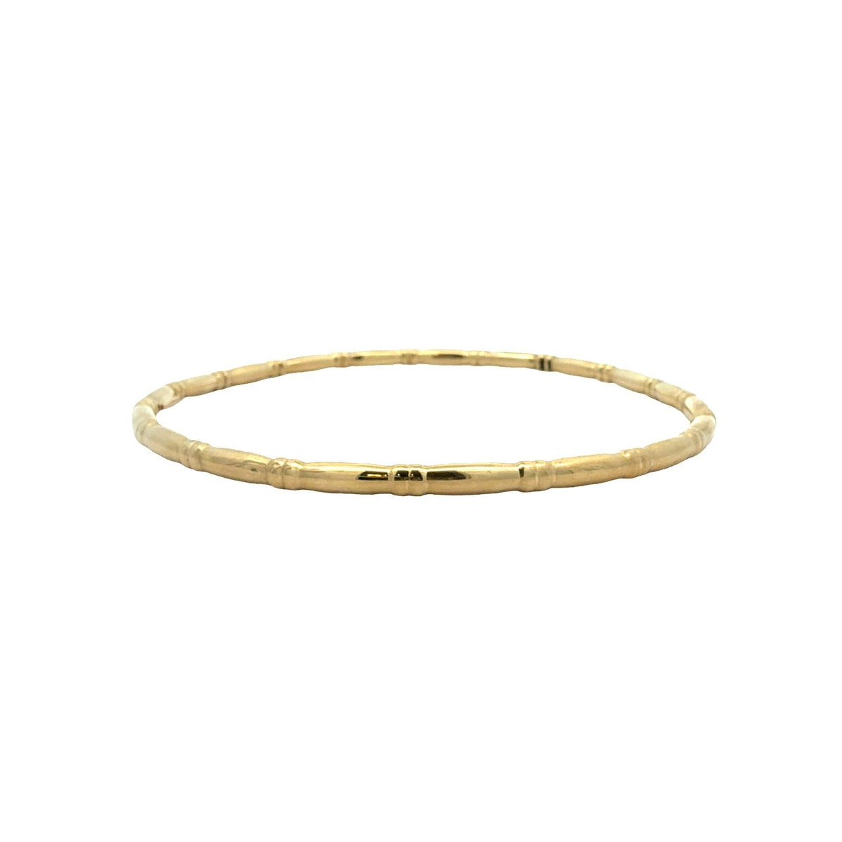 14k Yellow Gold Bamboo Bangle Bracelet 8"3