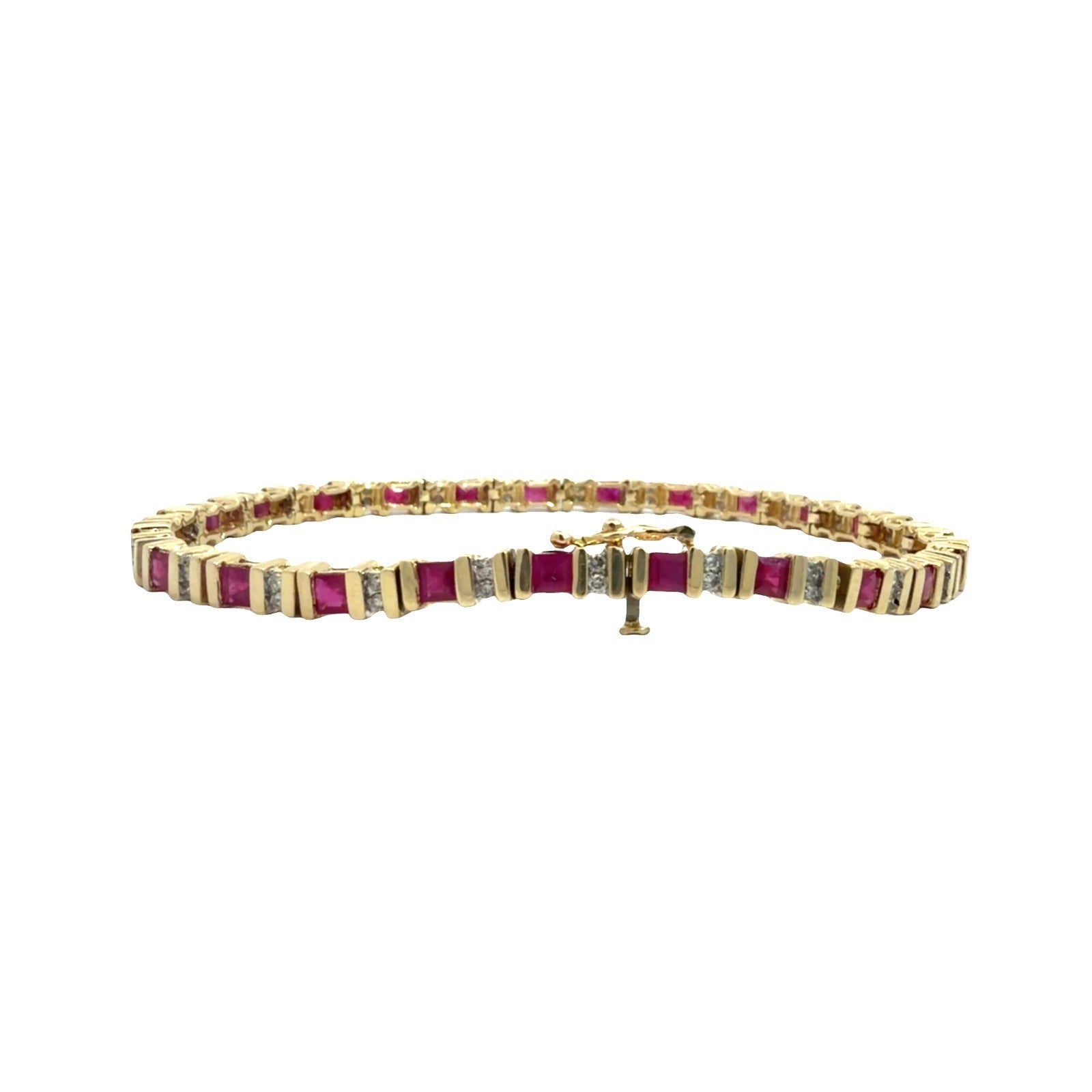 14k Yellow Gold 2.75ctw Ruby and 0.50ctw Diamond Tennis Bracelet3
