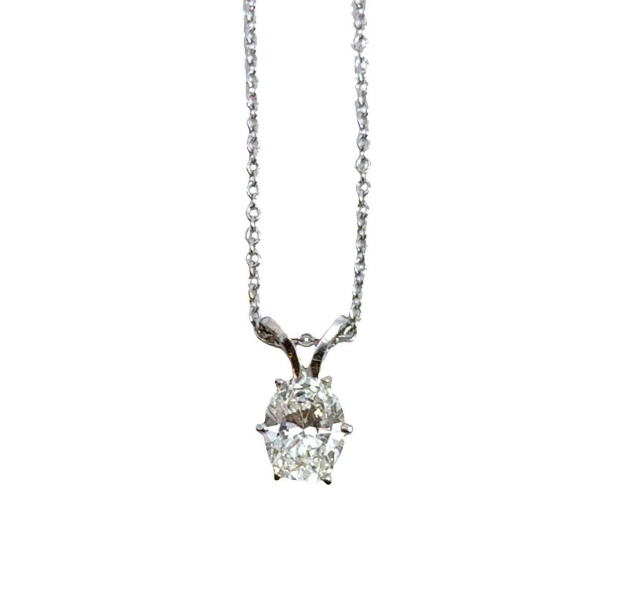 14k White Gold 0.75ctw Diamond Solitaire Necklace0