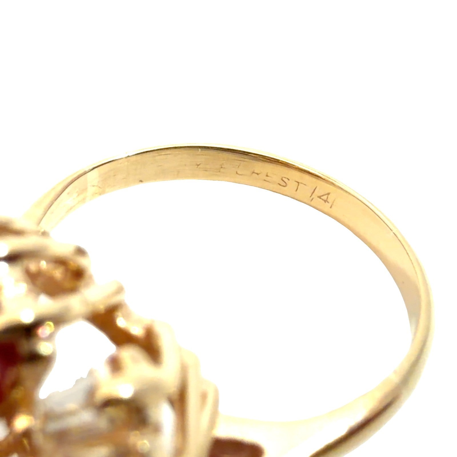 14k Yellow Gold 0.29ctw Ruby and 1.63ctw Diamond Floral Cocktail Ring Size 74