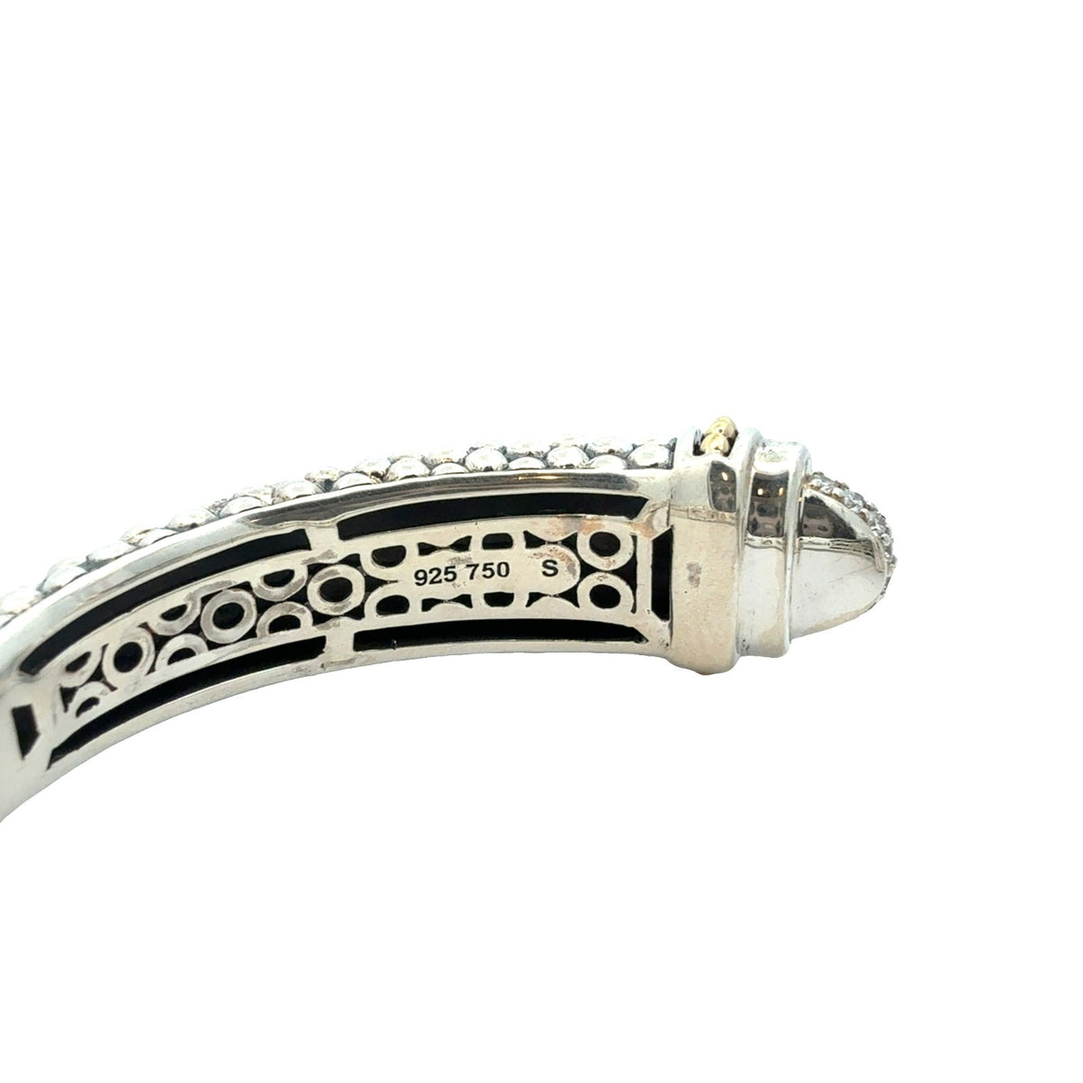 LAGOS Caviar Lux Sterling Silver 18k Yellow Gold & .74ctw Diamond Cuff Bracelet5