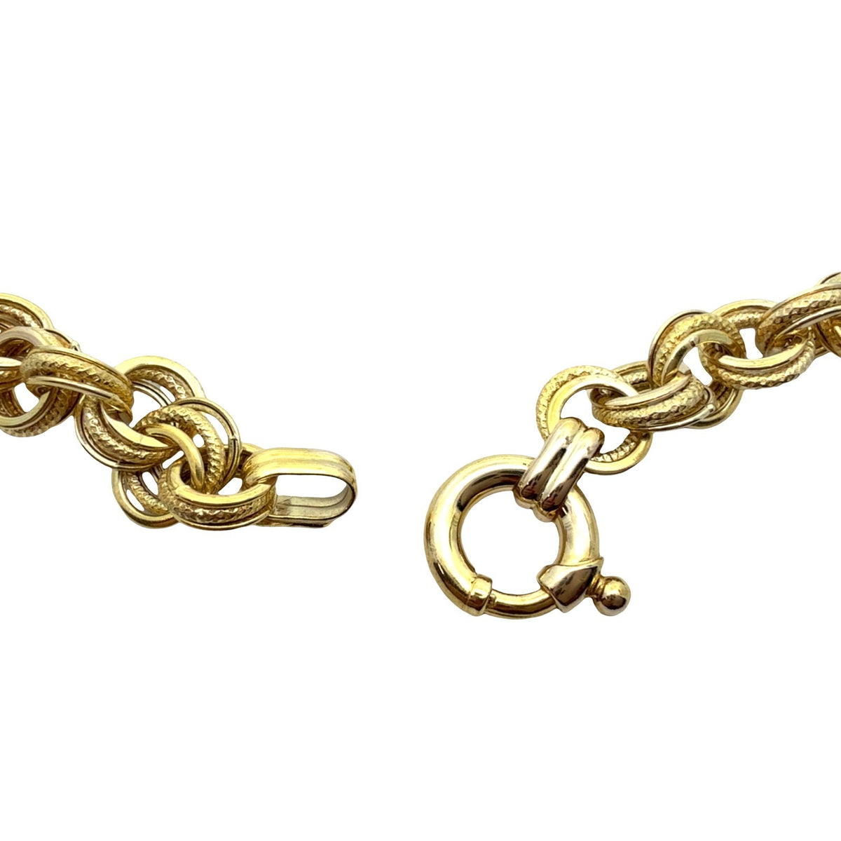 Italy 14k Yellow Gold Textured Multi-Link Chain Necklace 18"7