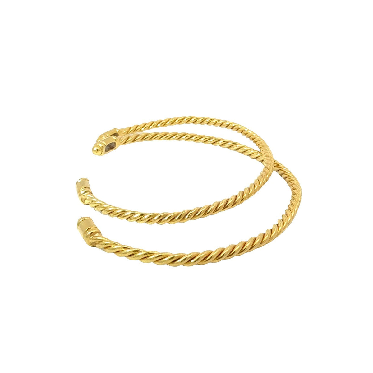 Set of 2 18k Yellow Gold Wire Rope Bangle Bracelets2