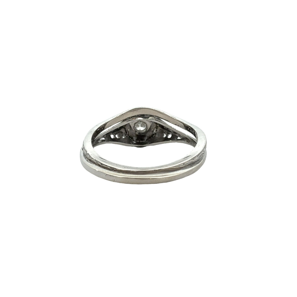 Vintage 14k White Gold 0.23ctw Diamond Engagement & Wedding Ring Set Size 5.55
