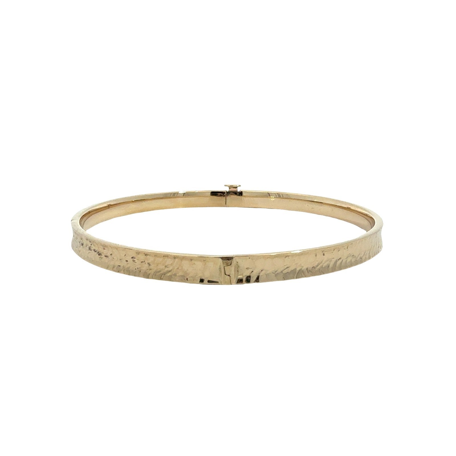 14k Yellow Gold Textured Hinged Bangle Bracelet 7.5"3