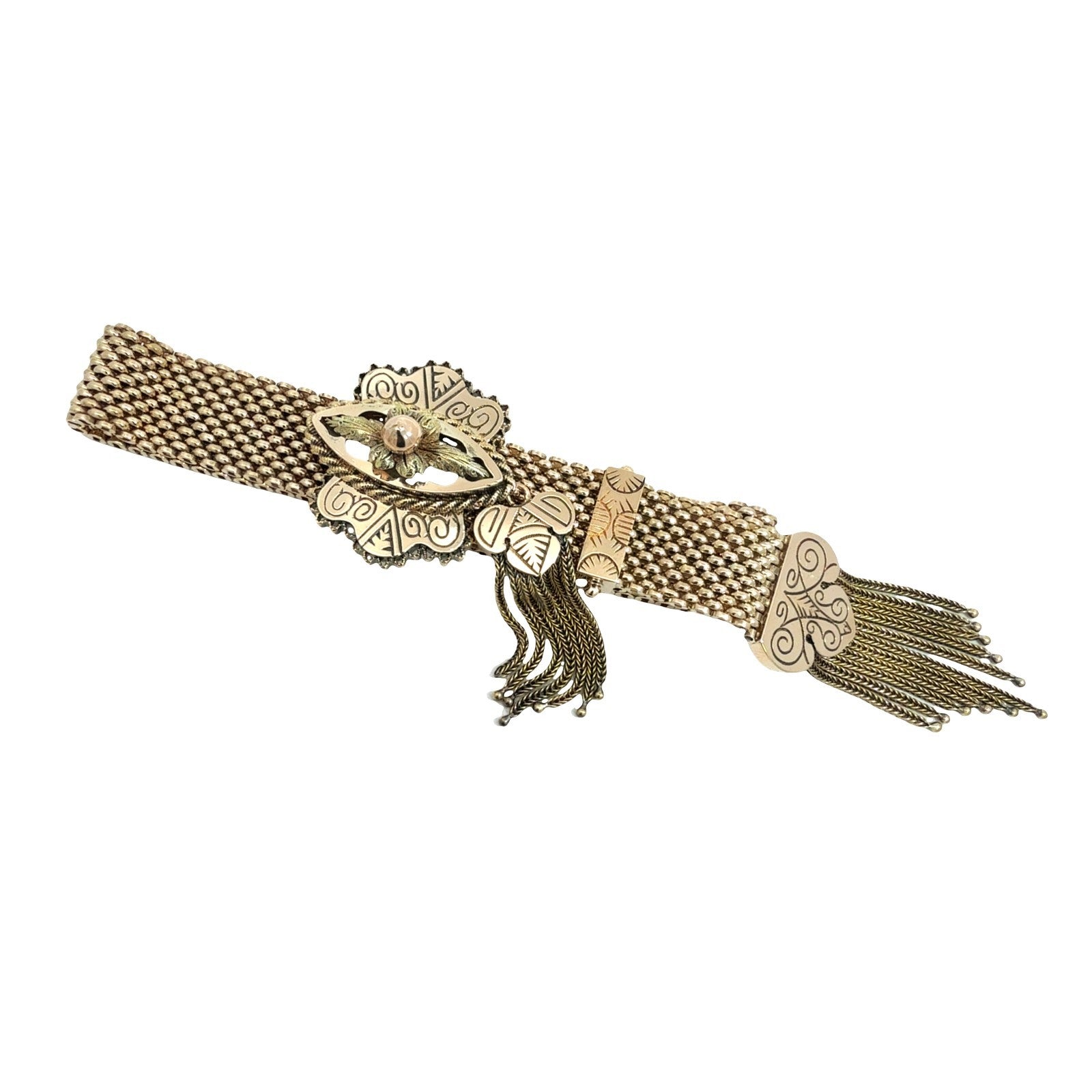 Antique Victorian 14k Yellow Gold Mesh Slide Bracelet2