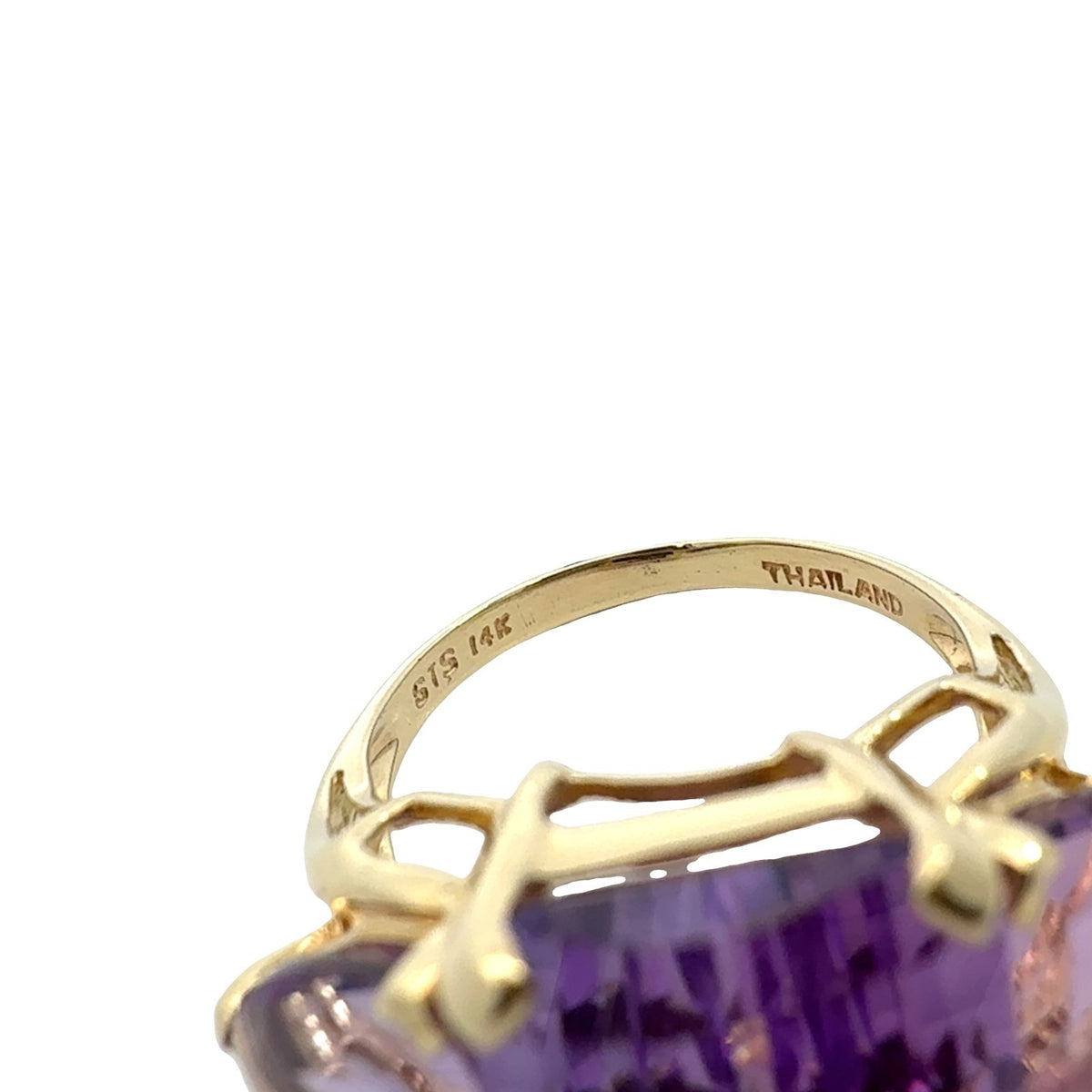 Vintage 14k Yellow Gold Three-Stone 10.71cttw Amethyst Cocktail Ring6