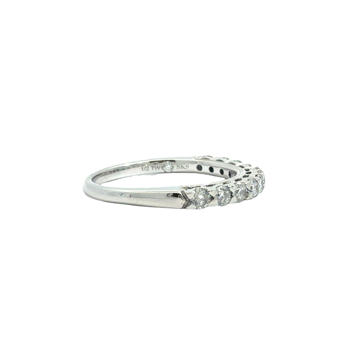 10k White Gold 0.50cttw Diamond Half-Eternity Wedding Band Ring Size 63