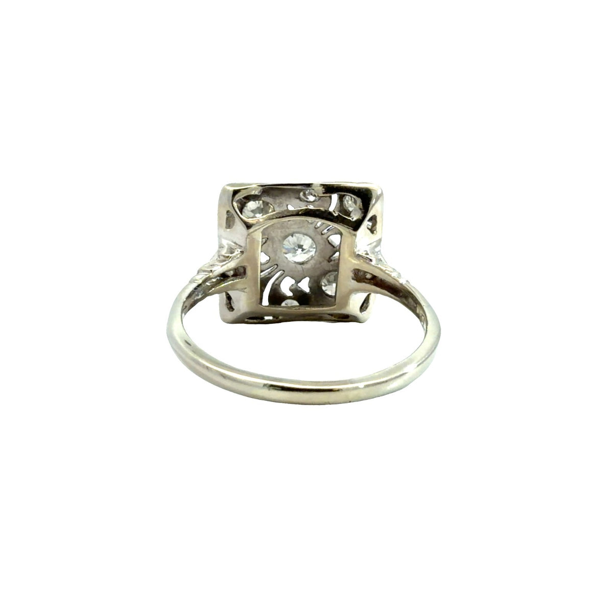 Vintage Art Deco White Gold 0.73cttw Diamond Filigree Cocktail Ring Size 83