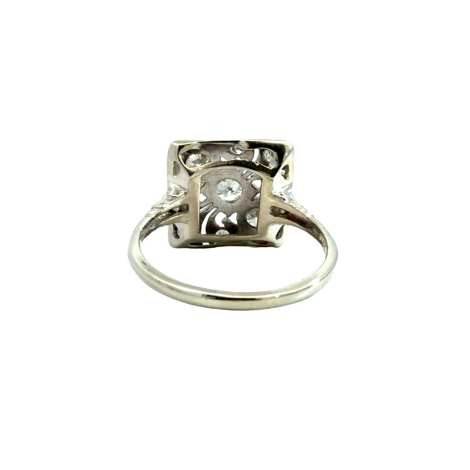 Vintage Art Deco White Gold 0.73cttw Diamond Filigree Cocktail Ring Size 83