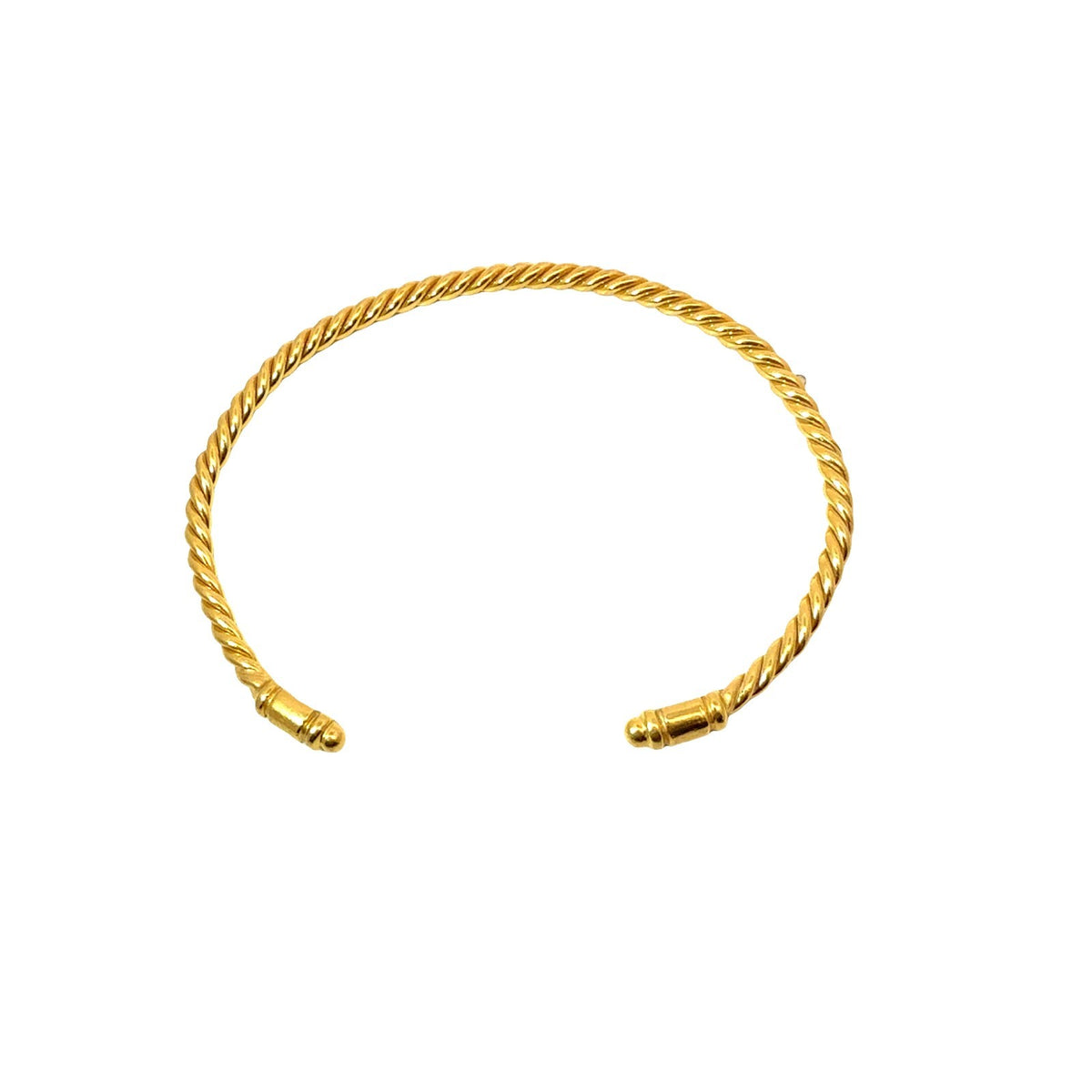 Set of 2 18k Yellow Gold Wire Rope Bangle Bracelets1