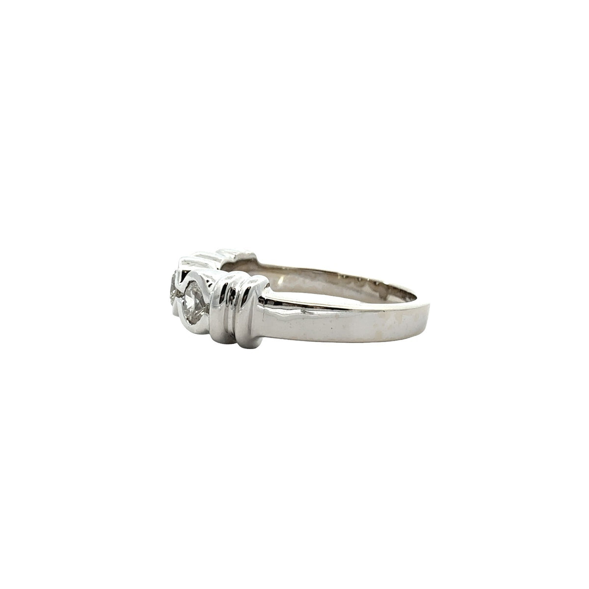 14k White Gold Three-Stone 0.50cttw Diamond Bezel-Set Band2