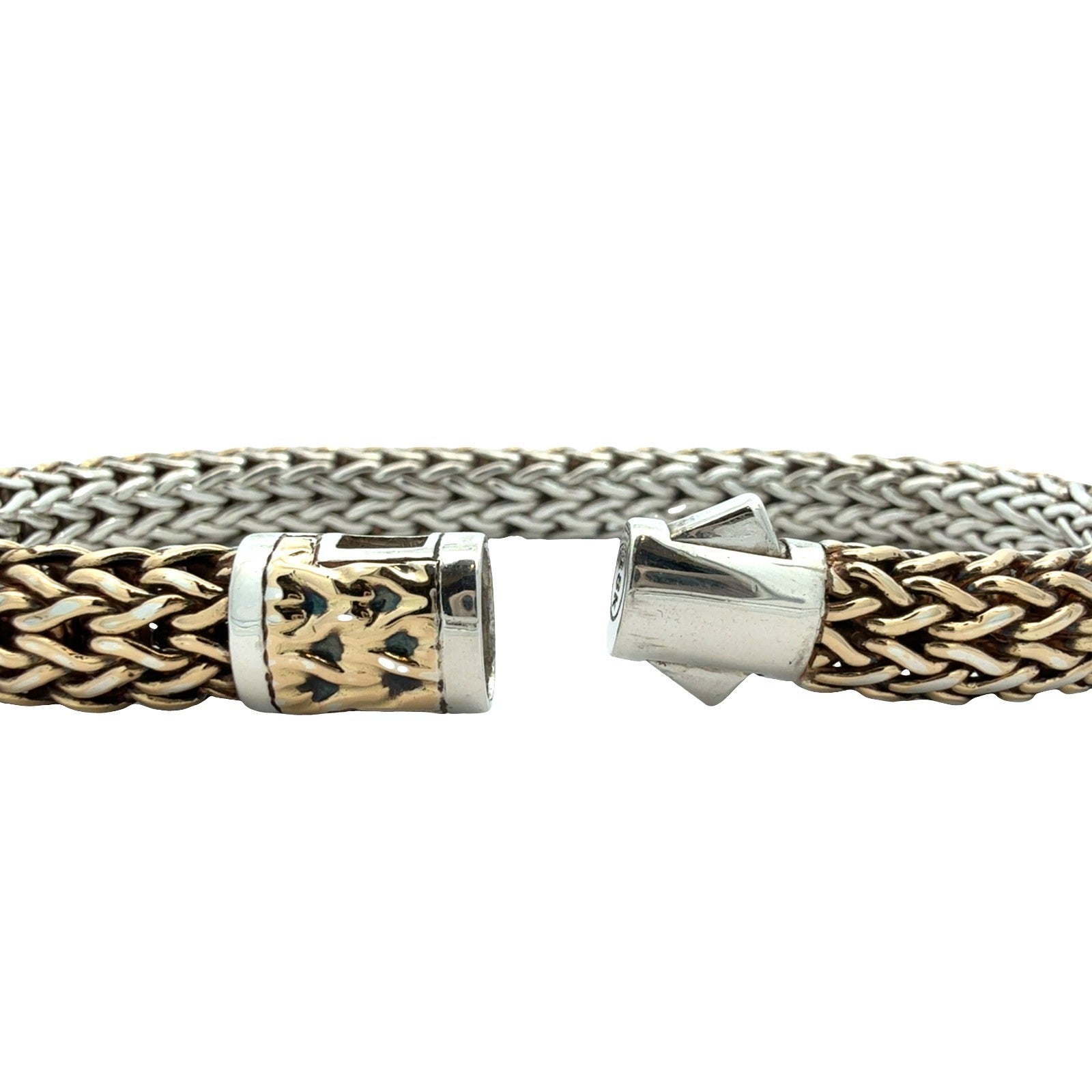 John Hardy Sterling Silver 18k Yellow Gold Accent Woven Chain Bracelet XL4
