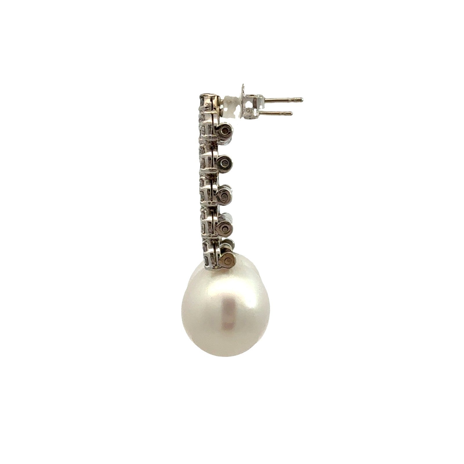 18k White Gold Rare South Sea Pearl & 1.05cttw Diamond Drop Earrings1