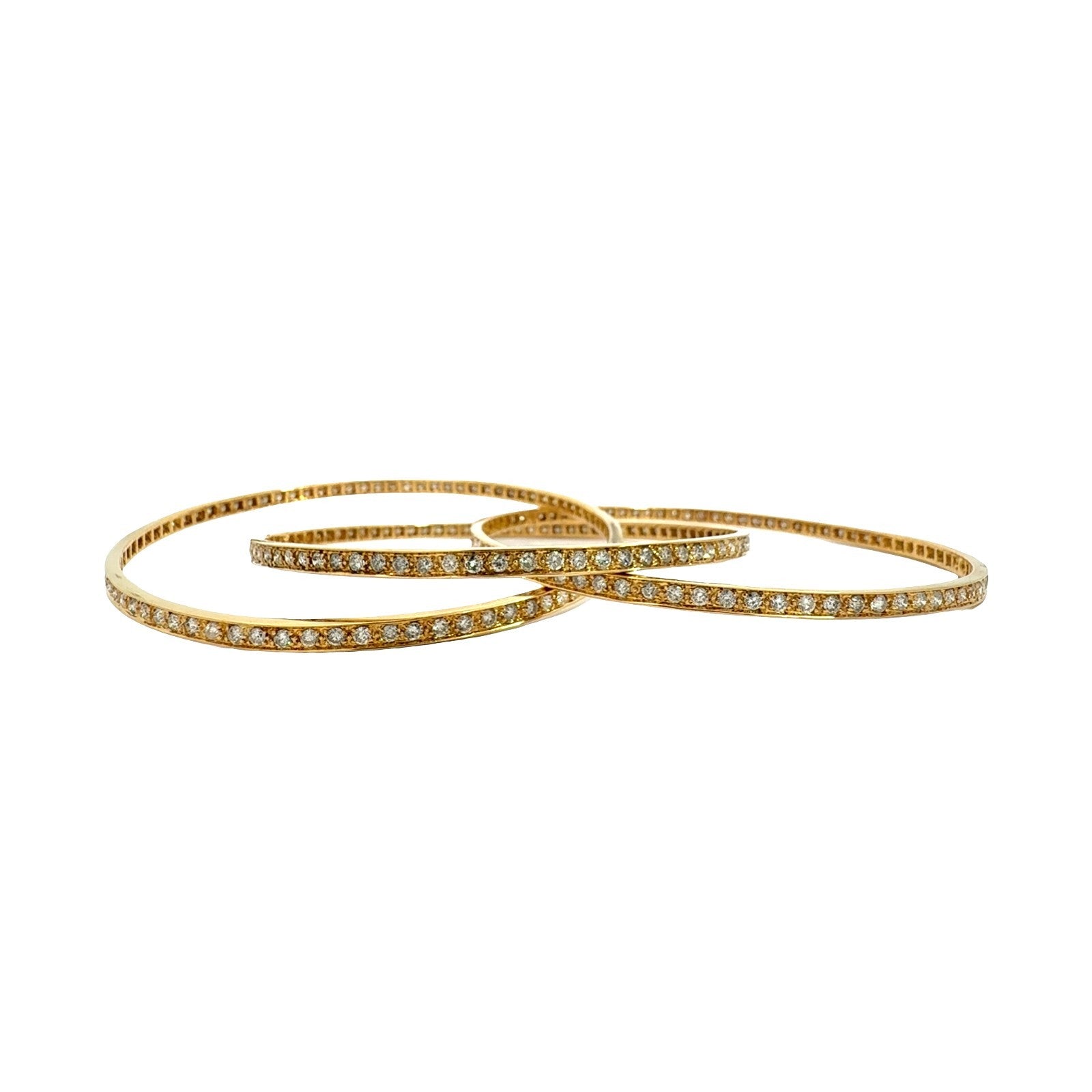 18k Yellow Gold 6.60cttw Diamond Triple Interlocking Bangles 8"0