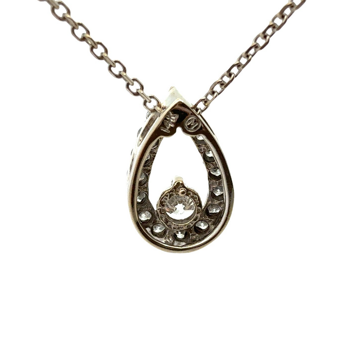 14k White Gold 0.58cttw Diamond Open Teardrop Pendant Necklace5