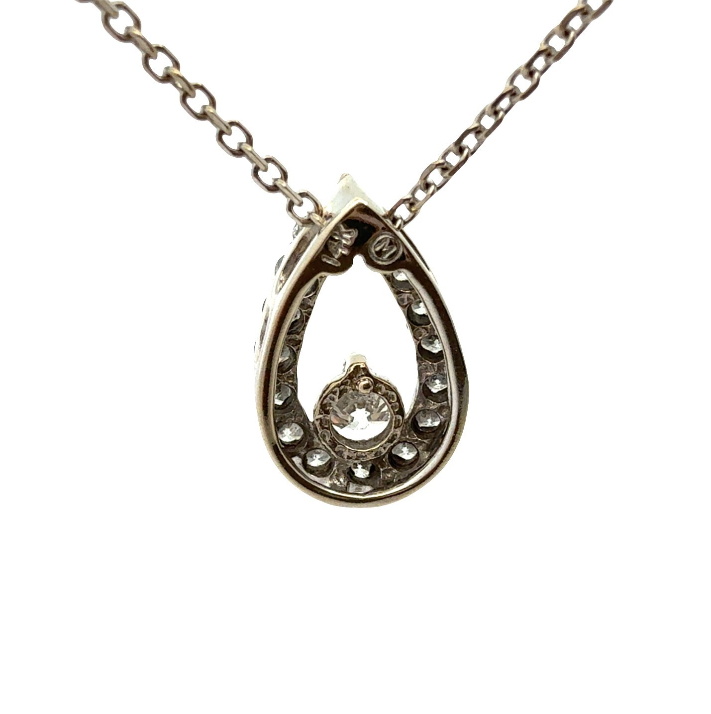 14k White Gold 0.58cttw Diamond Open Teardrop Pendant Necklace5