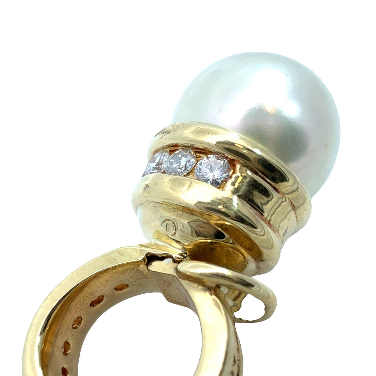 David Yurman 18k Yellow Gold Pearl and 0.32cttw Diamond Enhancer Pendant6