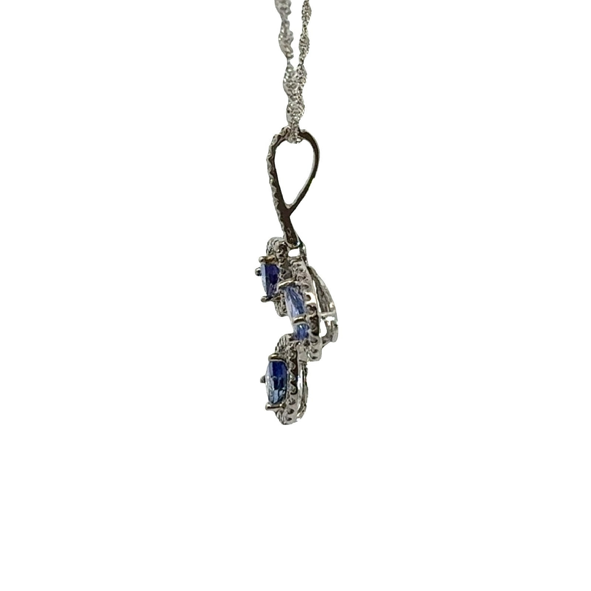 14k White Gold Necklace with 0.43ctw Diamond and 1.11ctw Tanzanite Pendant3