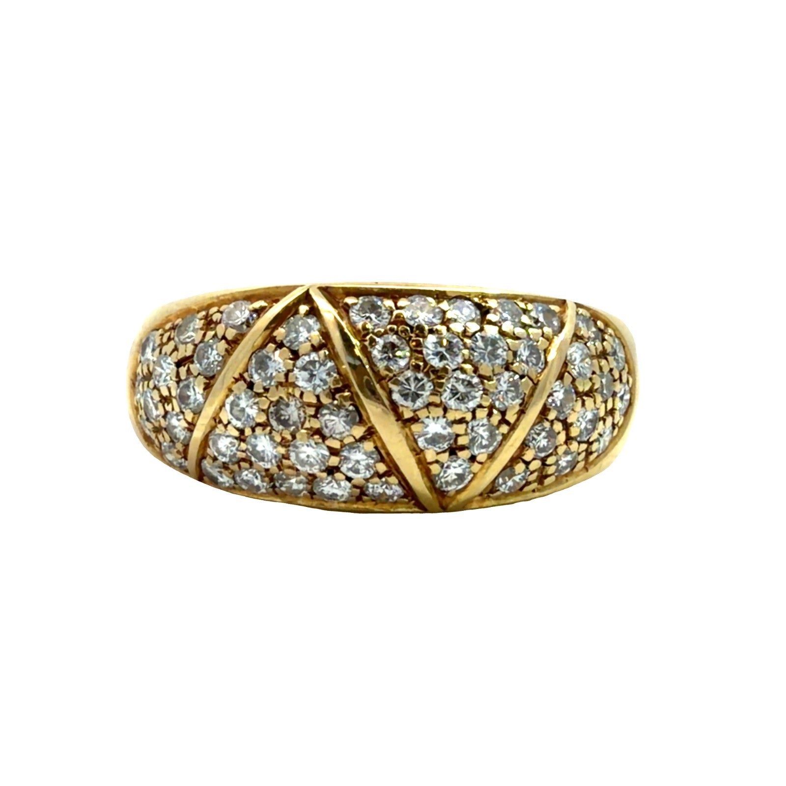 Stamped 18k Yellow Gold Dome Ring with Pavé Set 0.91ctw Diamonds Size 8.55