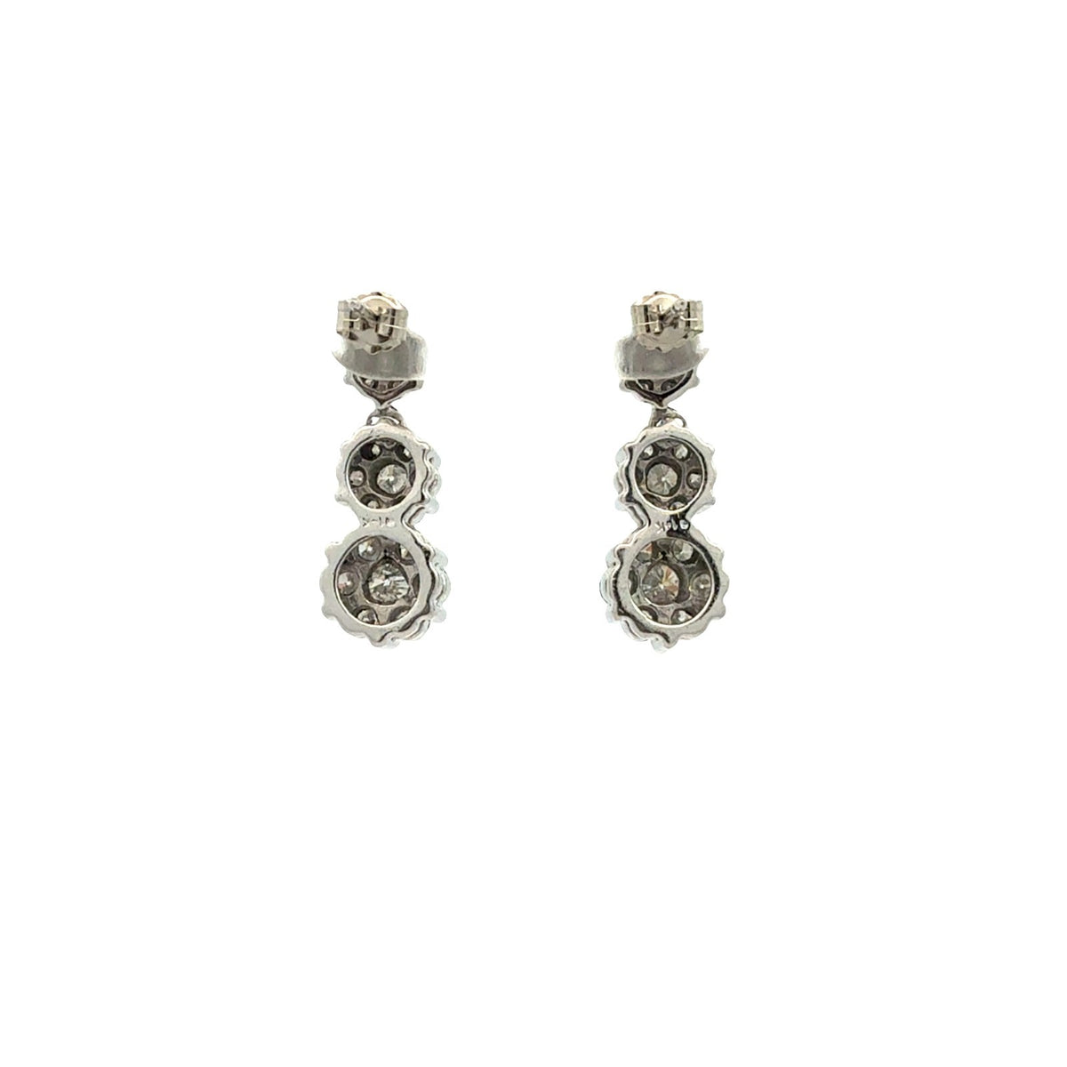 14k White Gold and 1.89ctw Diamond Tiered Floral Drop Earrings3