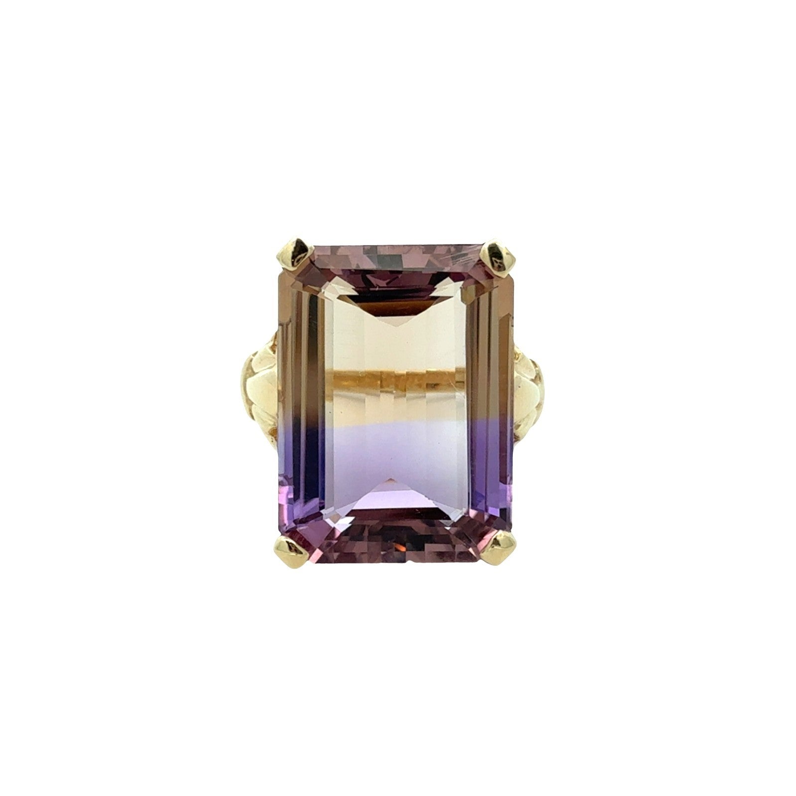 Vintage JCR 14k Yellow Gold 11.58tcw Ametrine Emerald-Cut Cocktail Ring Size 70